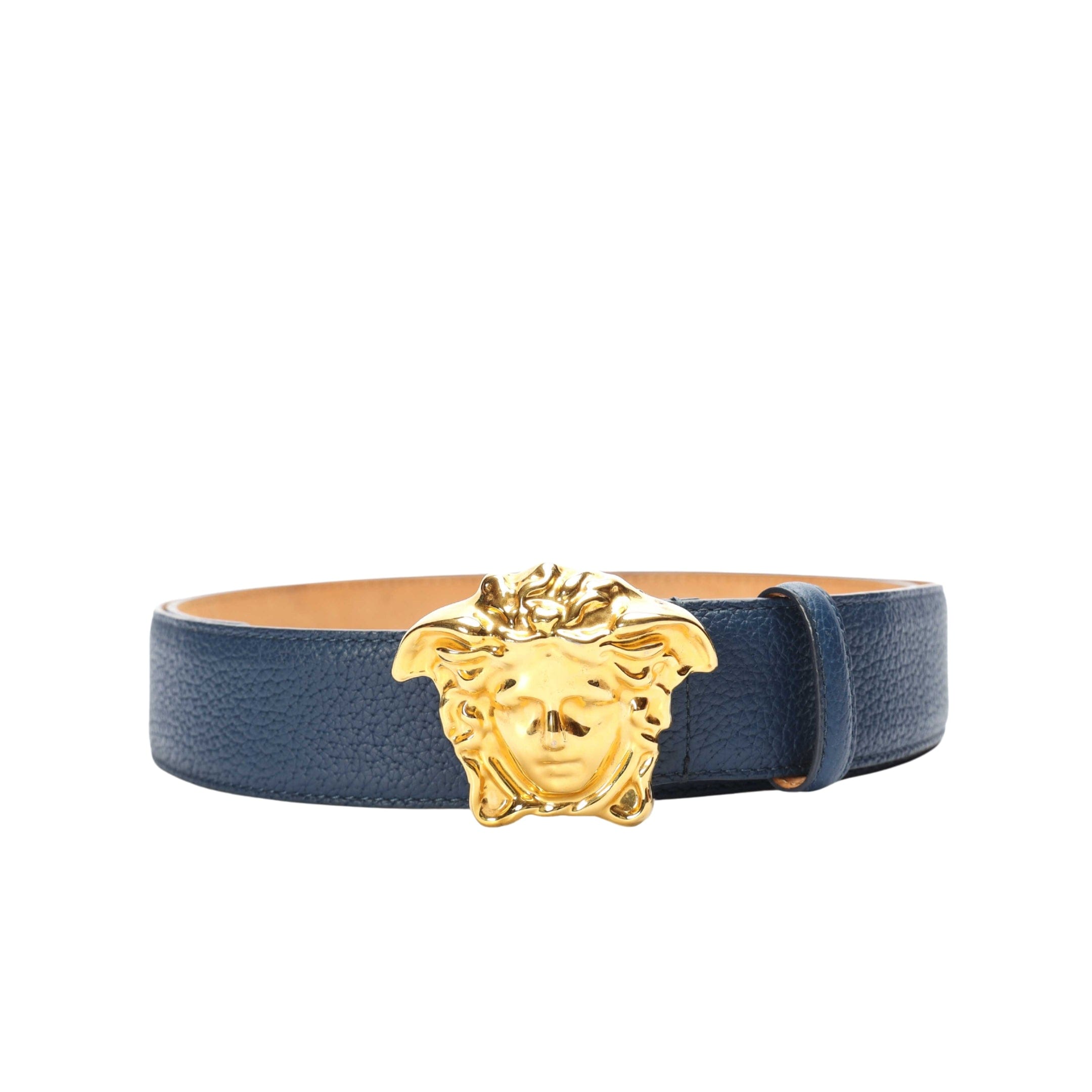 Versace La Medusa Buckle Navy Blue Belt