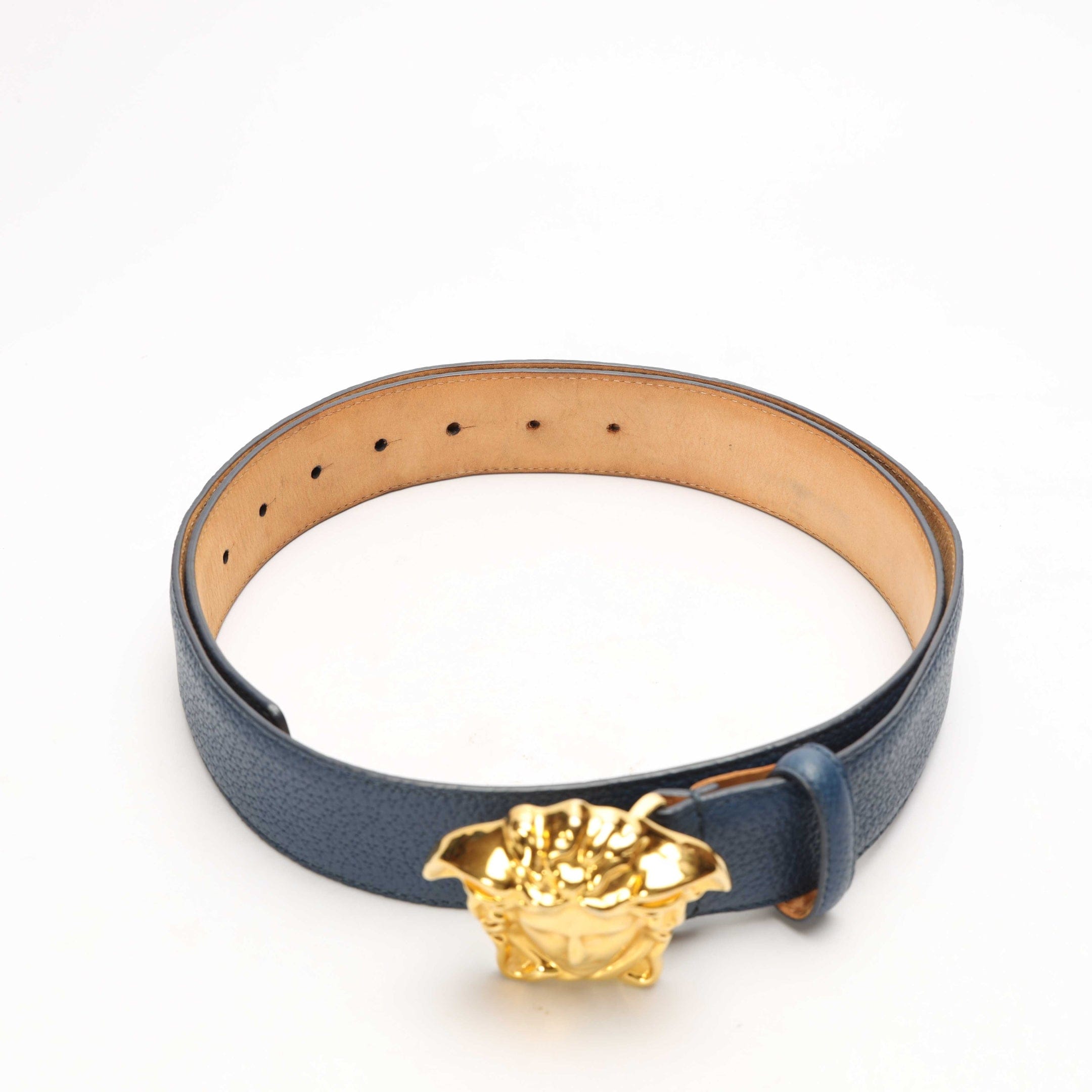 Versace La Medusa Buckle Navy Blue Belt