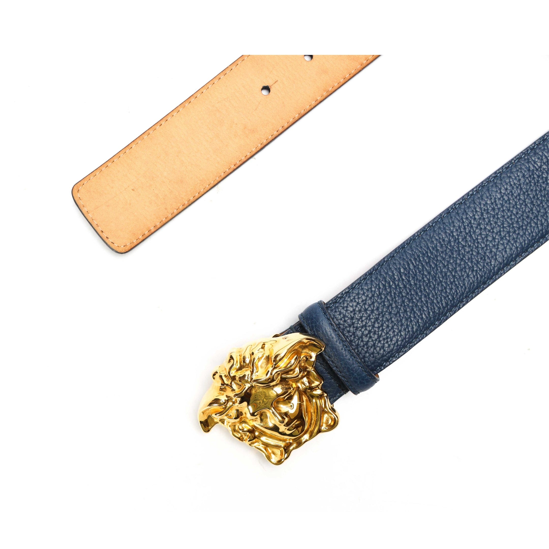 Versace La Medusa Buckle Navy Blue Belt