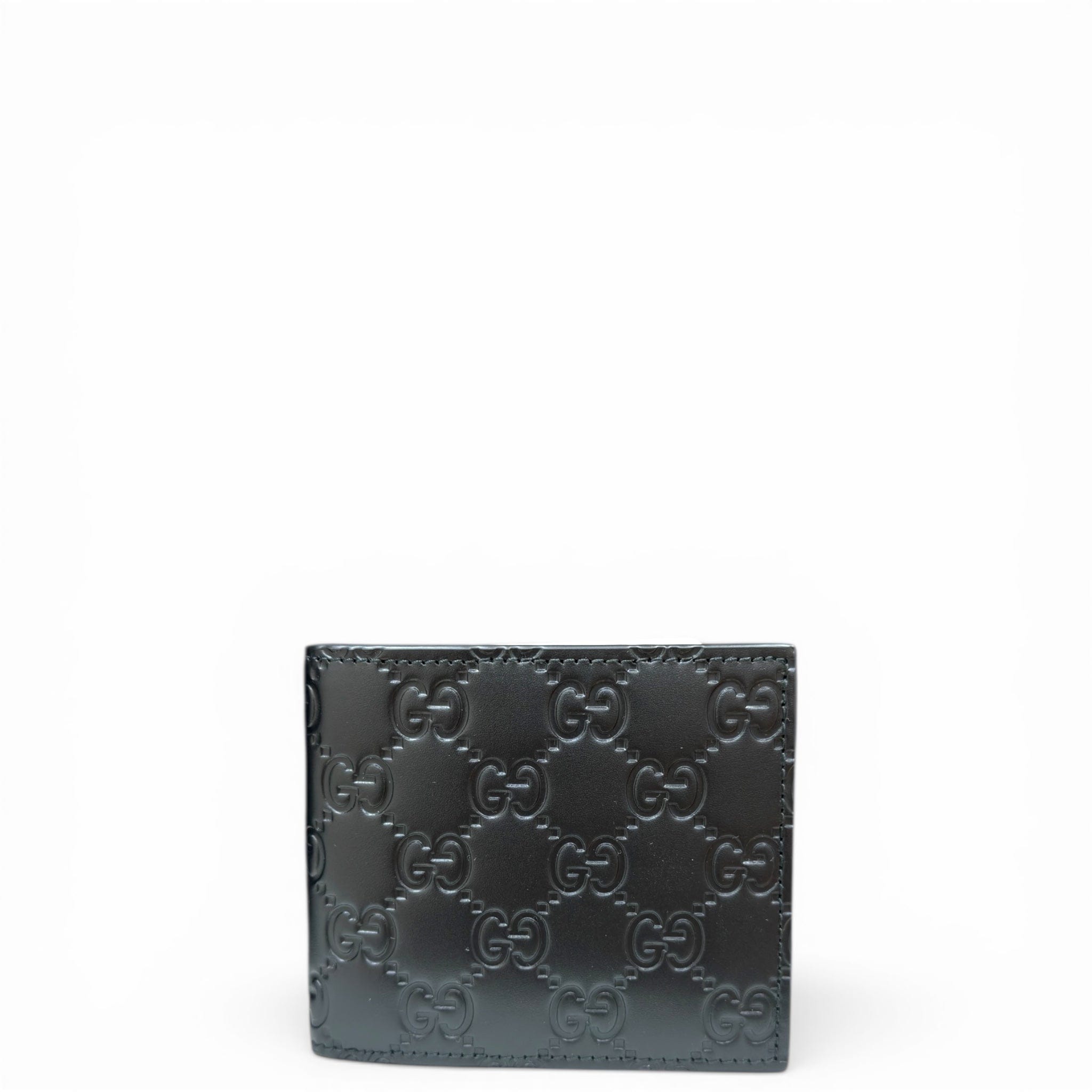 Gucci Emblem Bifold Wallet Black GG Leather