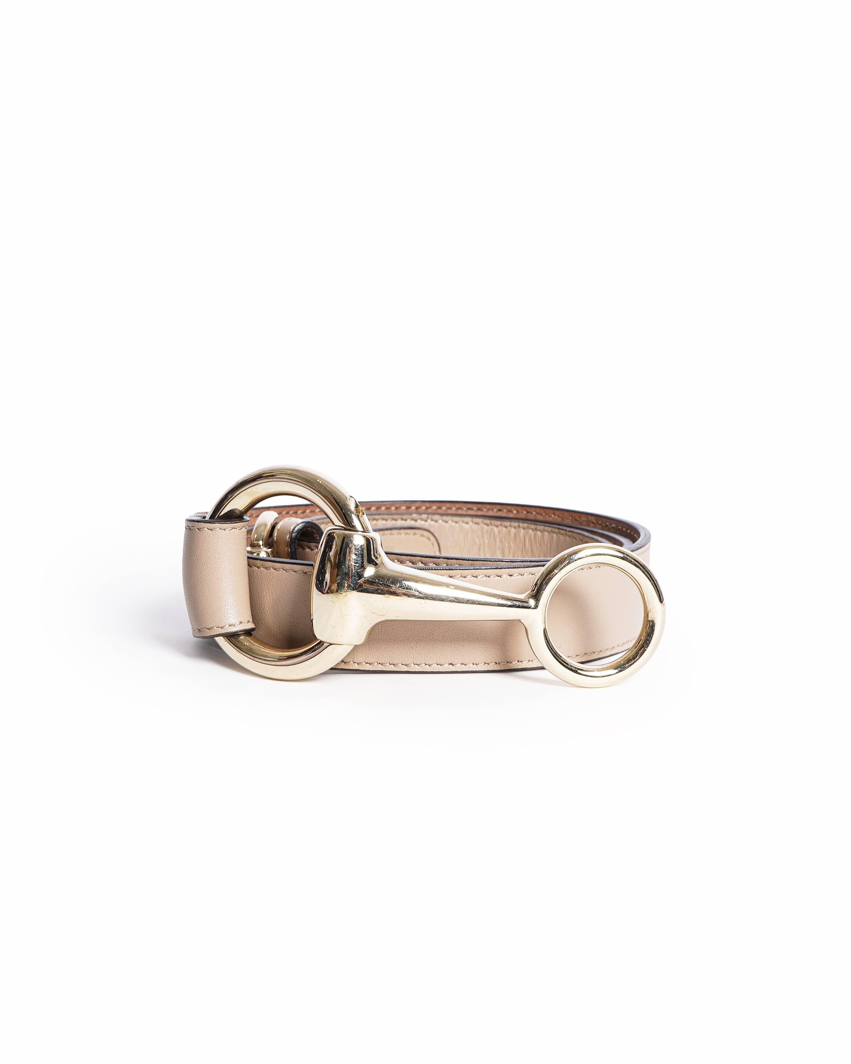 Gucci Beige Leather Horsebit - Buckle Belt