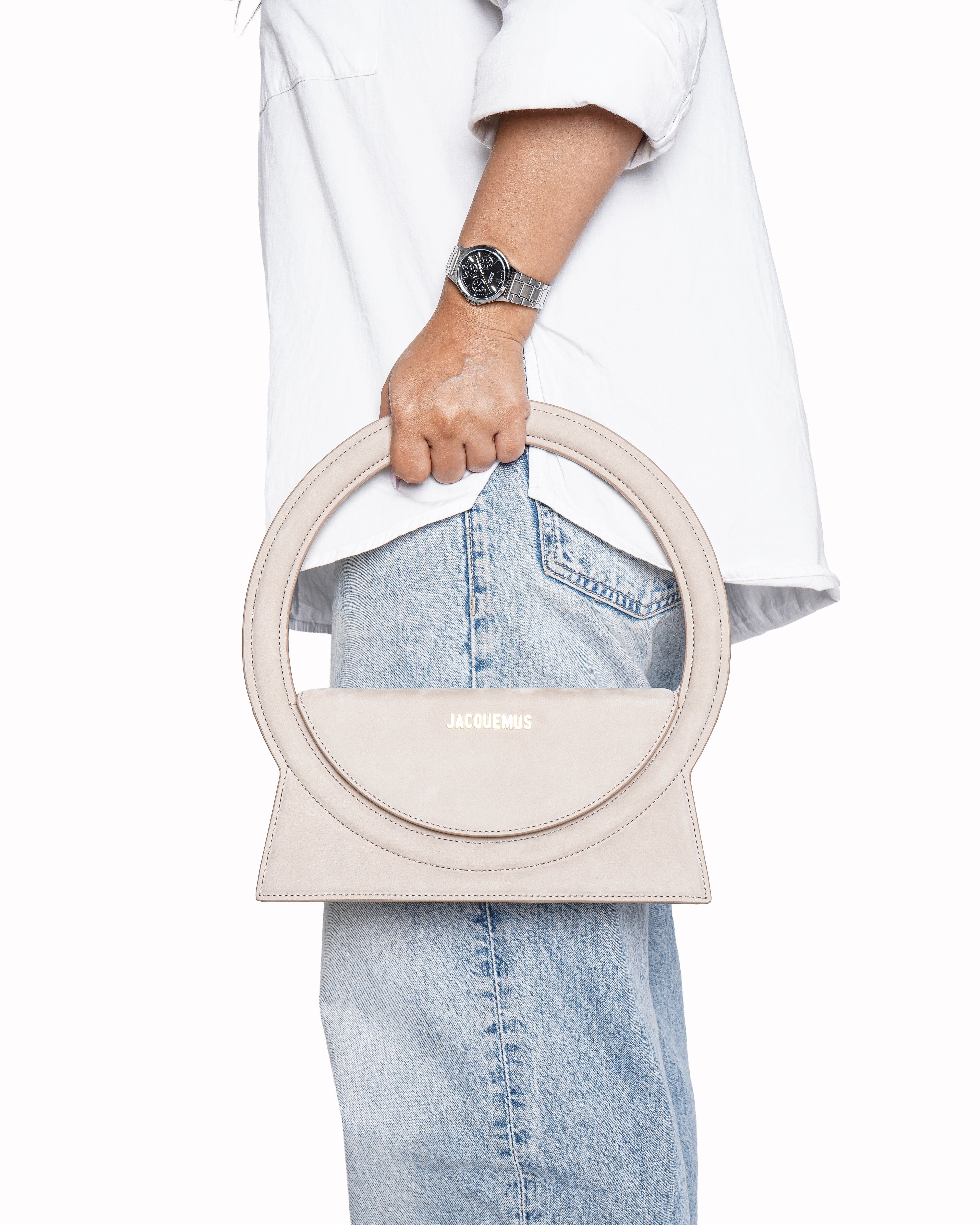 Jacquemus Le Sac Rond Leather Shoulder Bag In Suede