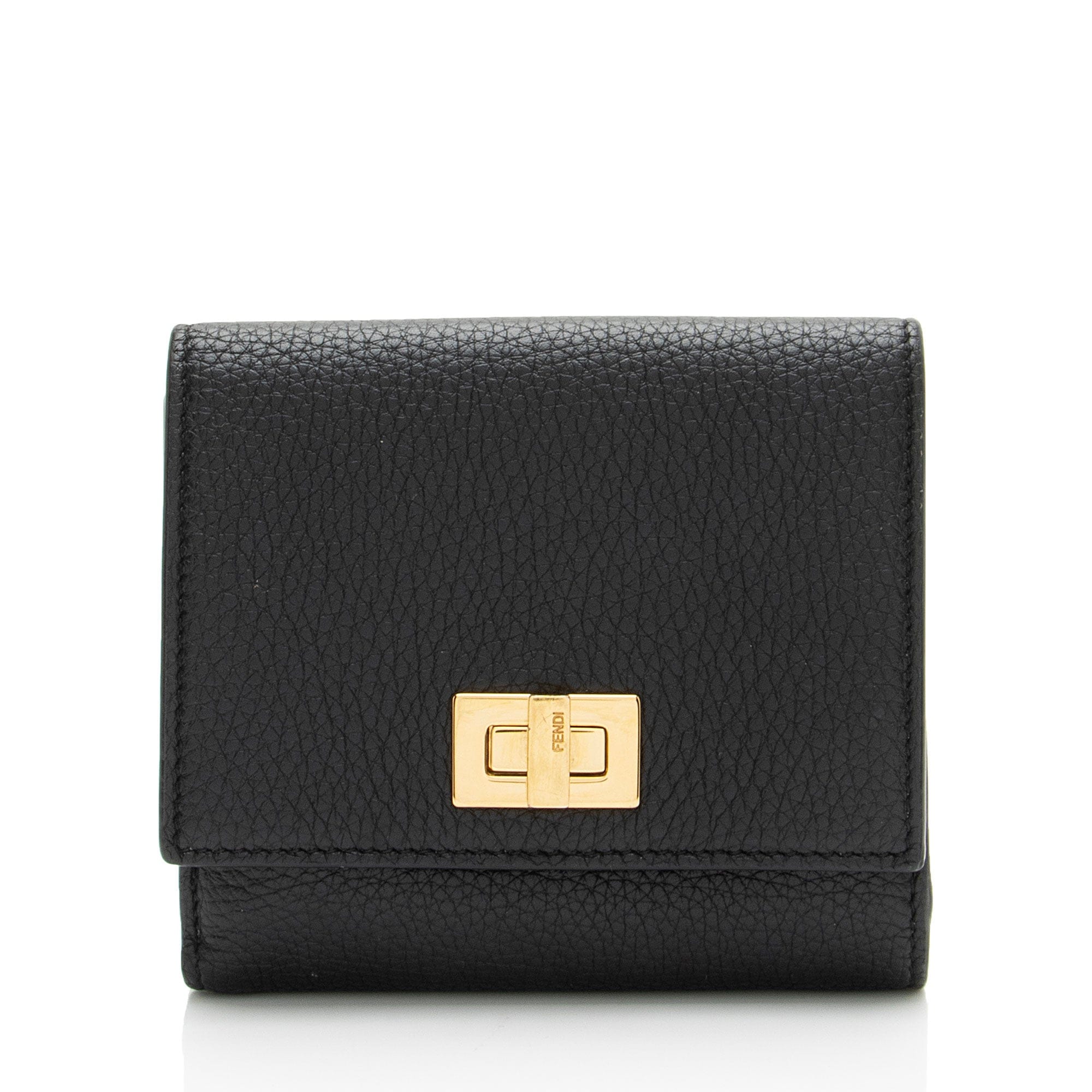 Fendi Selleria Leather Peekaboo Compact Wallet
