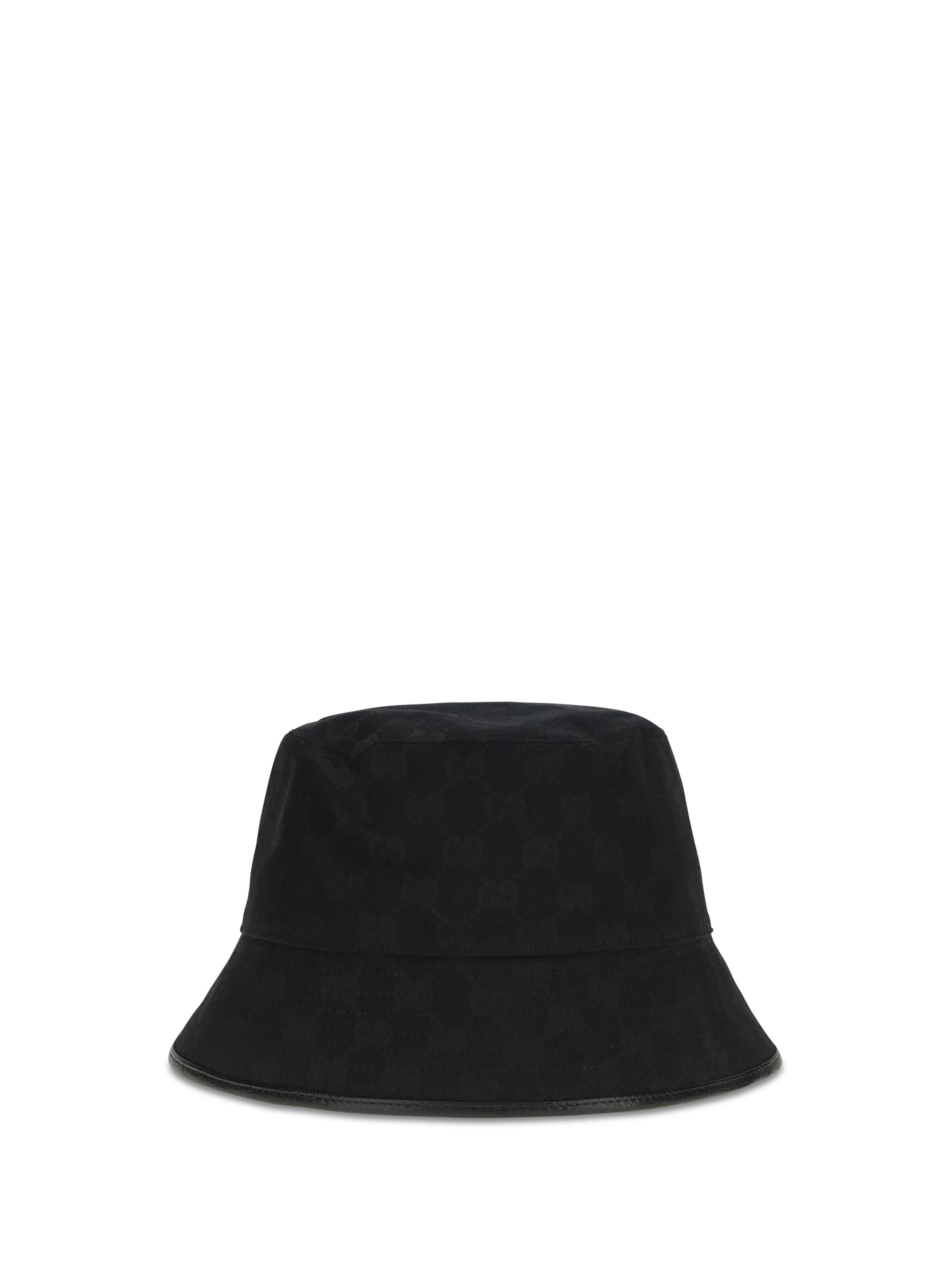 Gucci 8757404HBJS GG Cotton Canvas Bucket Hat — Black