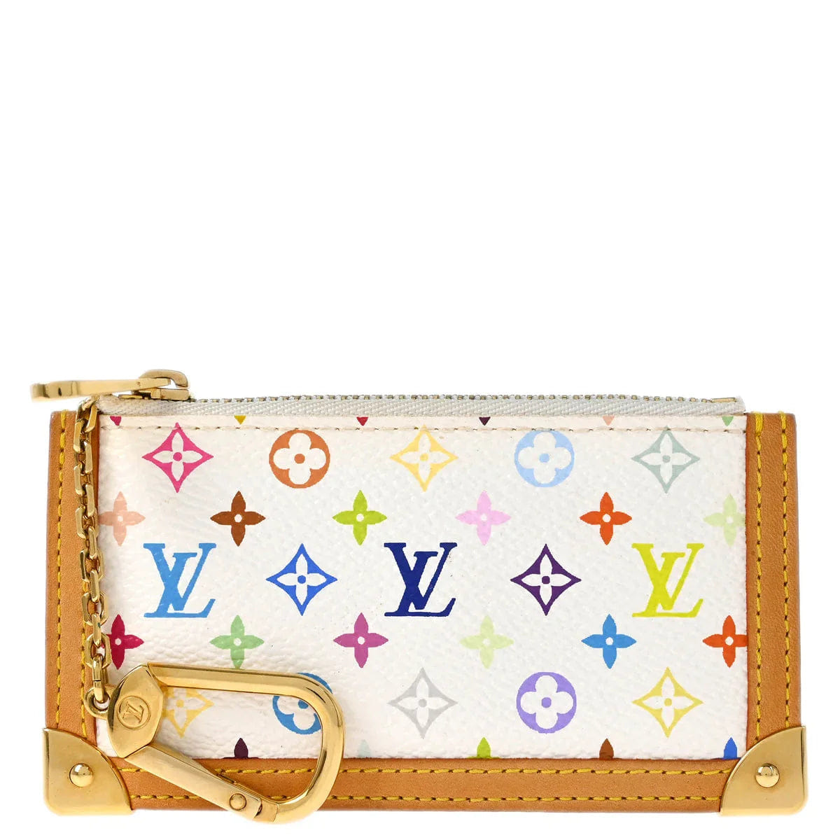 Louis Vuitton White Multicolor Pochette Cles Coin Purse M92655