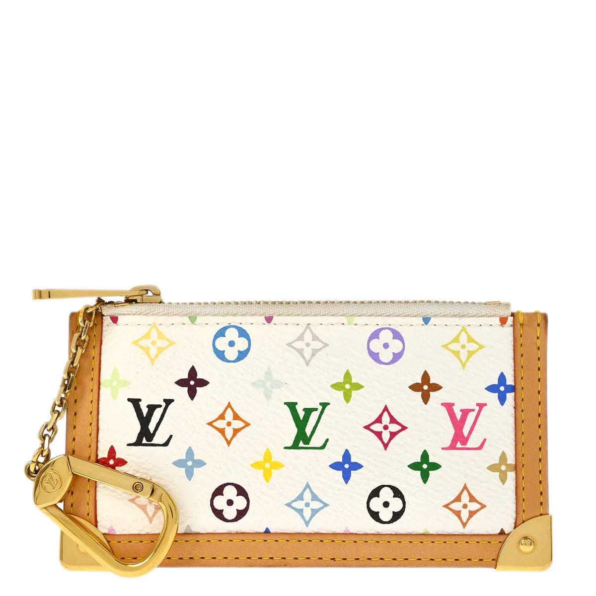Louis Vuitton 2004 White Multicolor Pochette Cles Coin Purse M92655