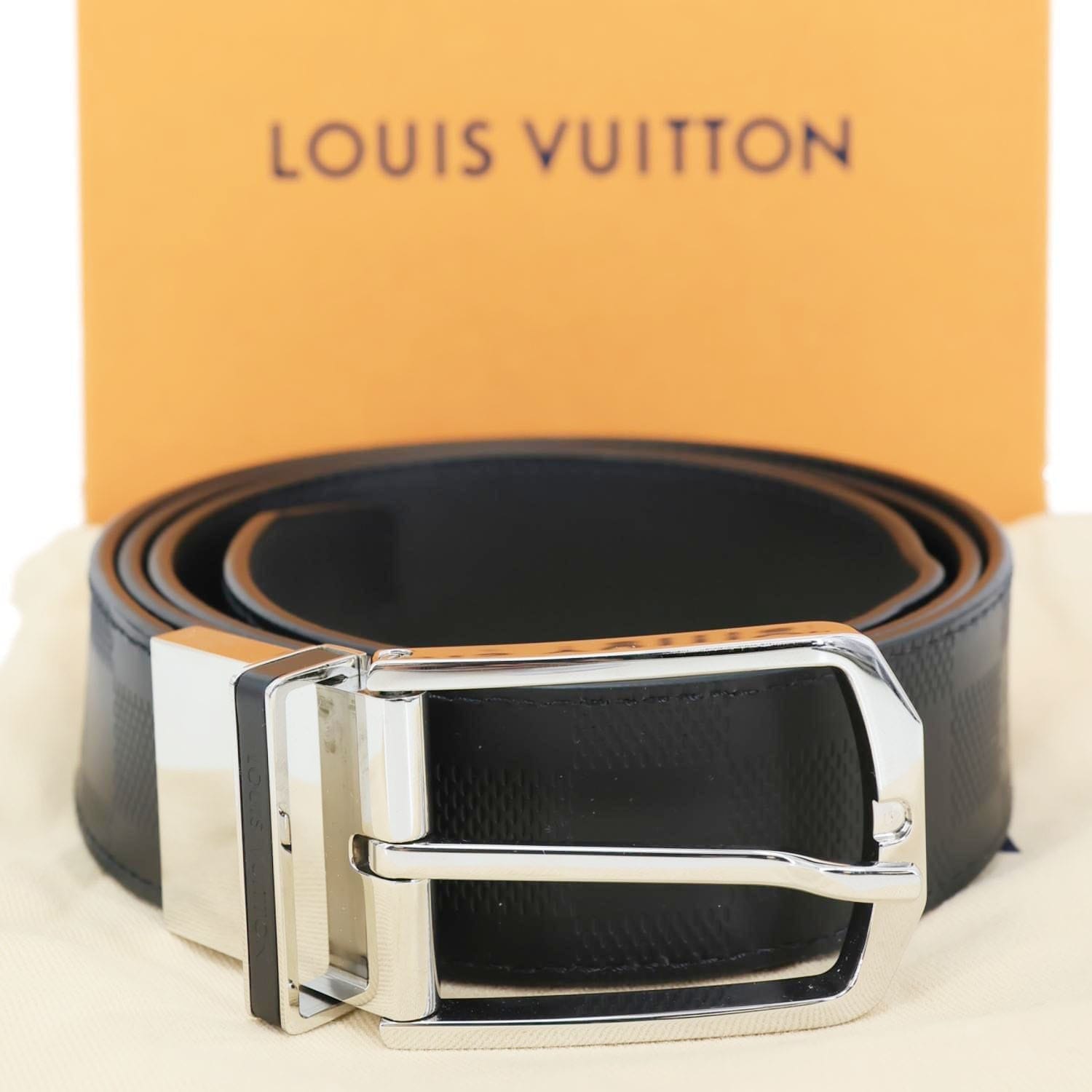 LOUIS VUITTON Damier Infini Belt Black Size 110/44