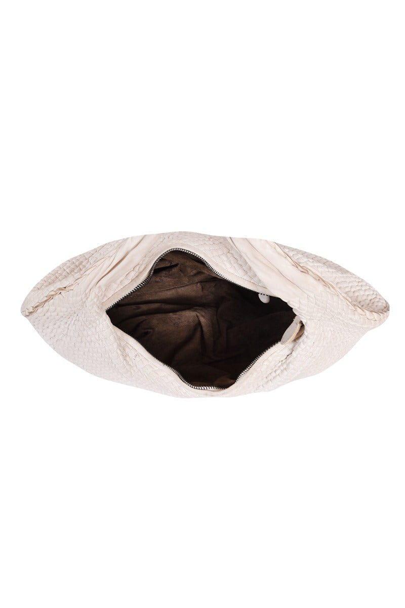 Bottega Veneta White Quilted Leather Hobo Bag