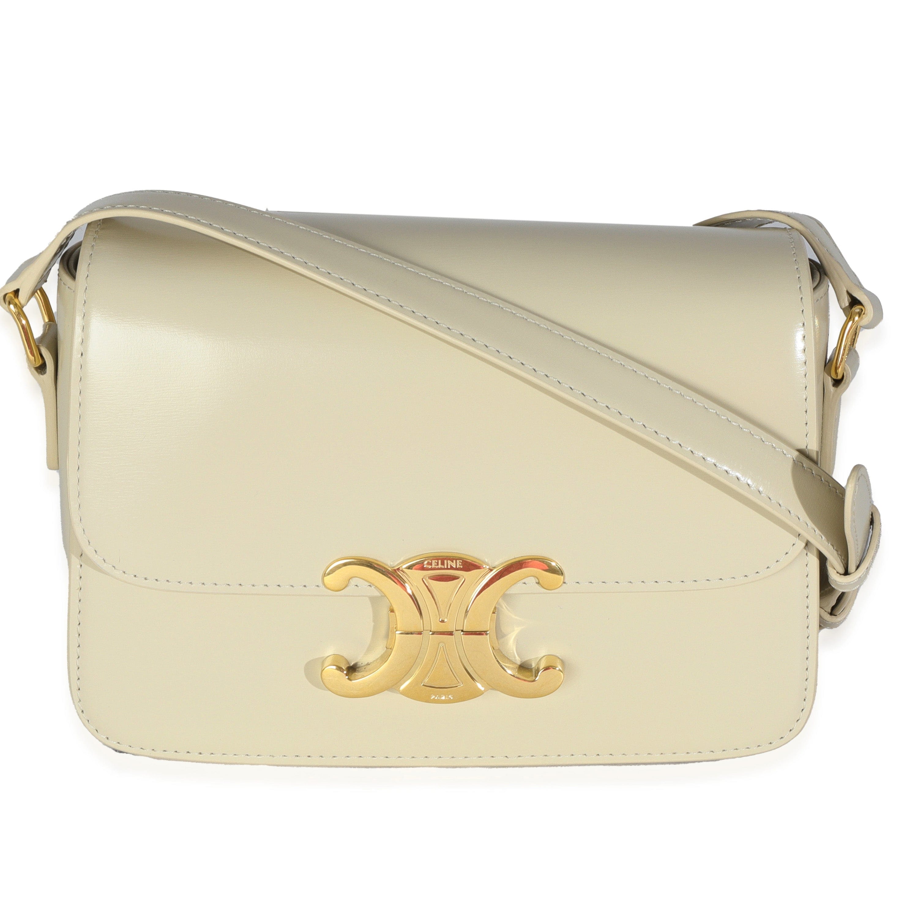 Celine Light Stone Shiny Calfskin Classique Triomphe Bag