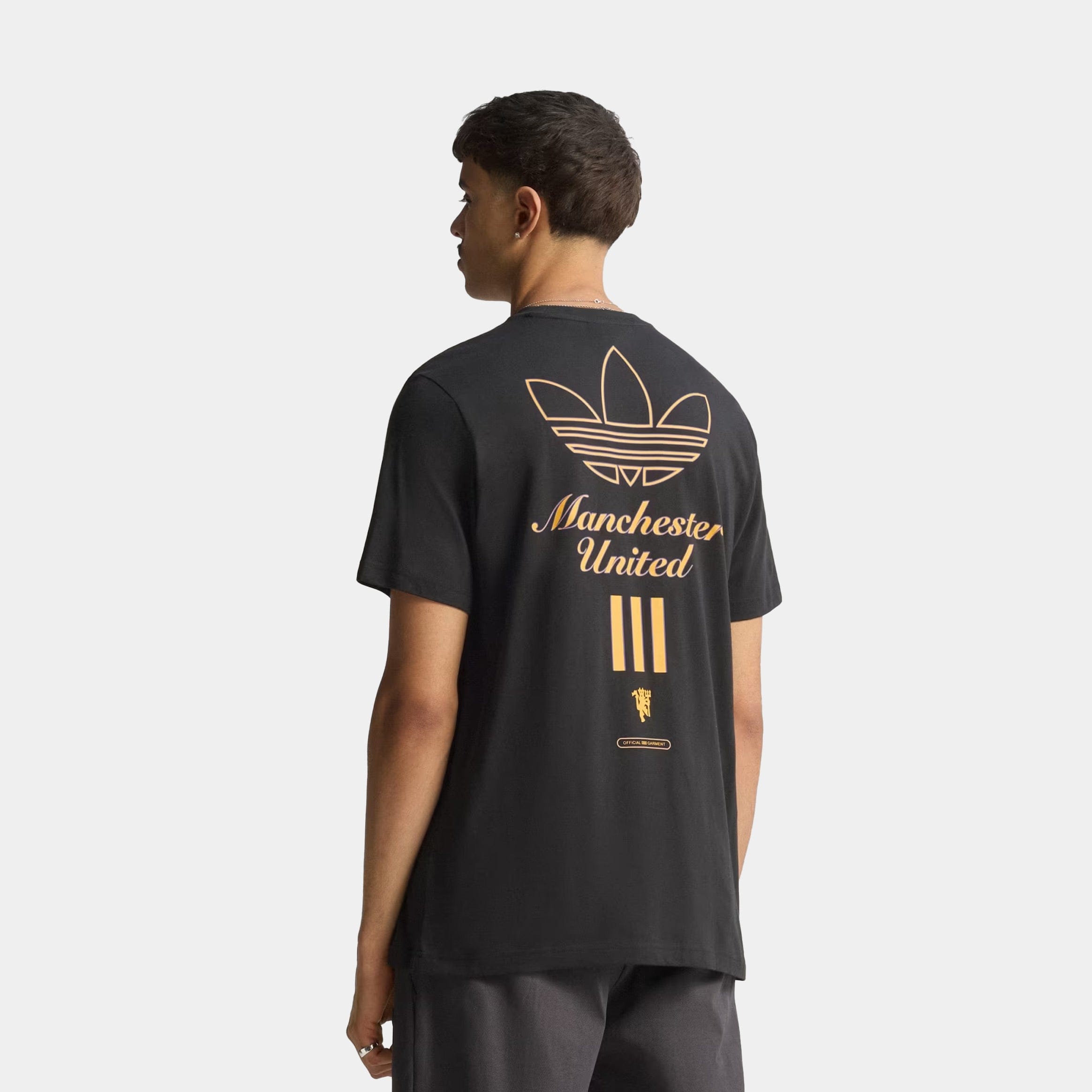 adidas Manchester United Terrace Icons Mens Short Sleeve Shirt (Black/Gold)