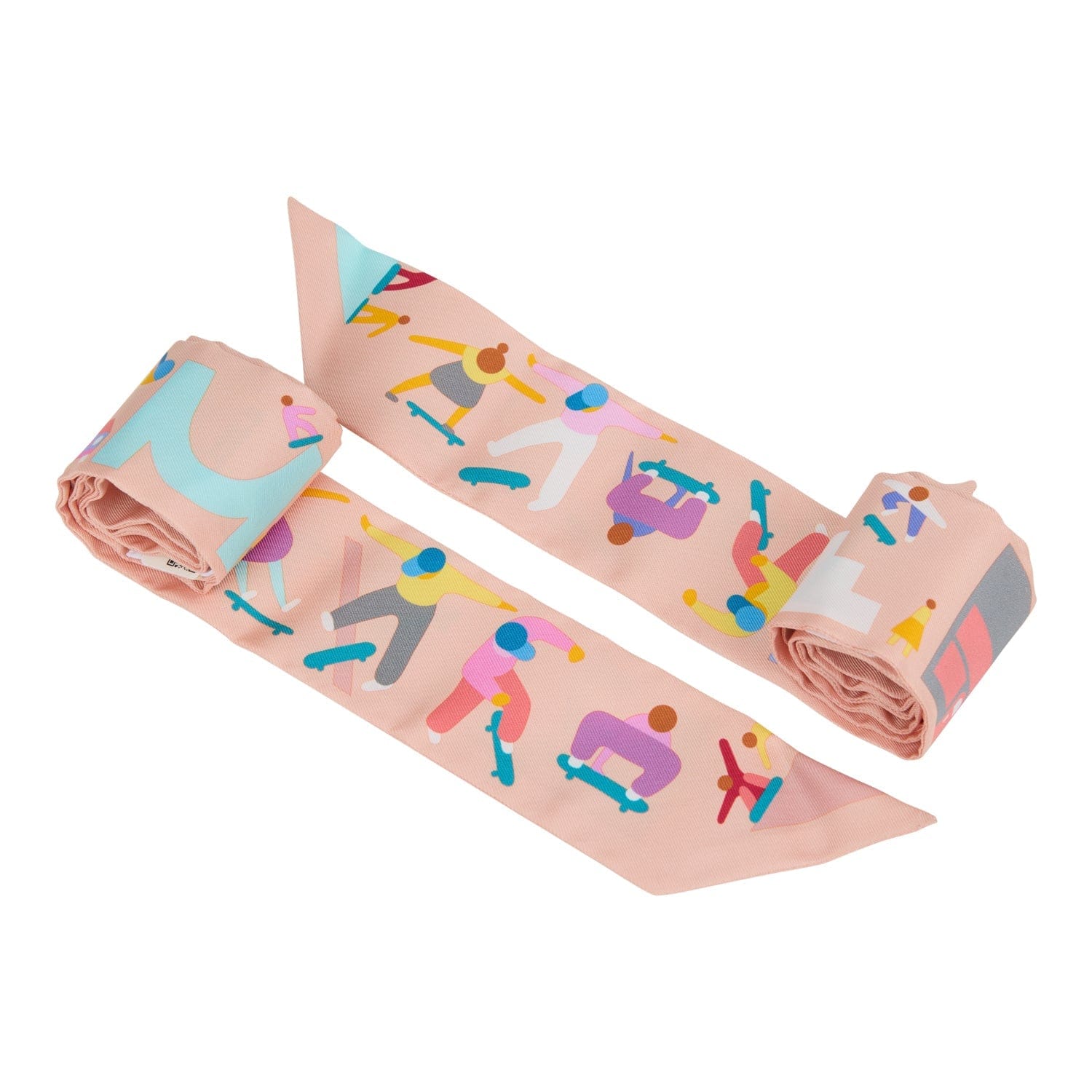 Hermes Figures Libres Rose Poudre and Blue Multi Silk Twilly Pair