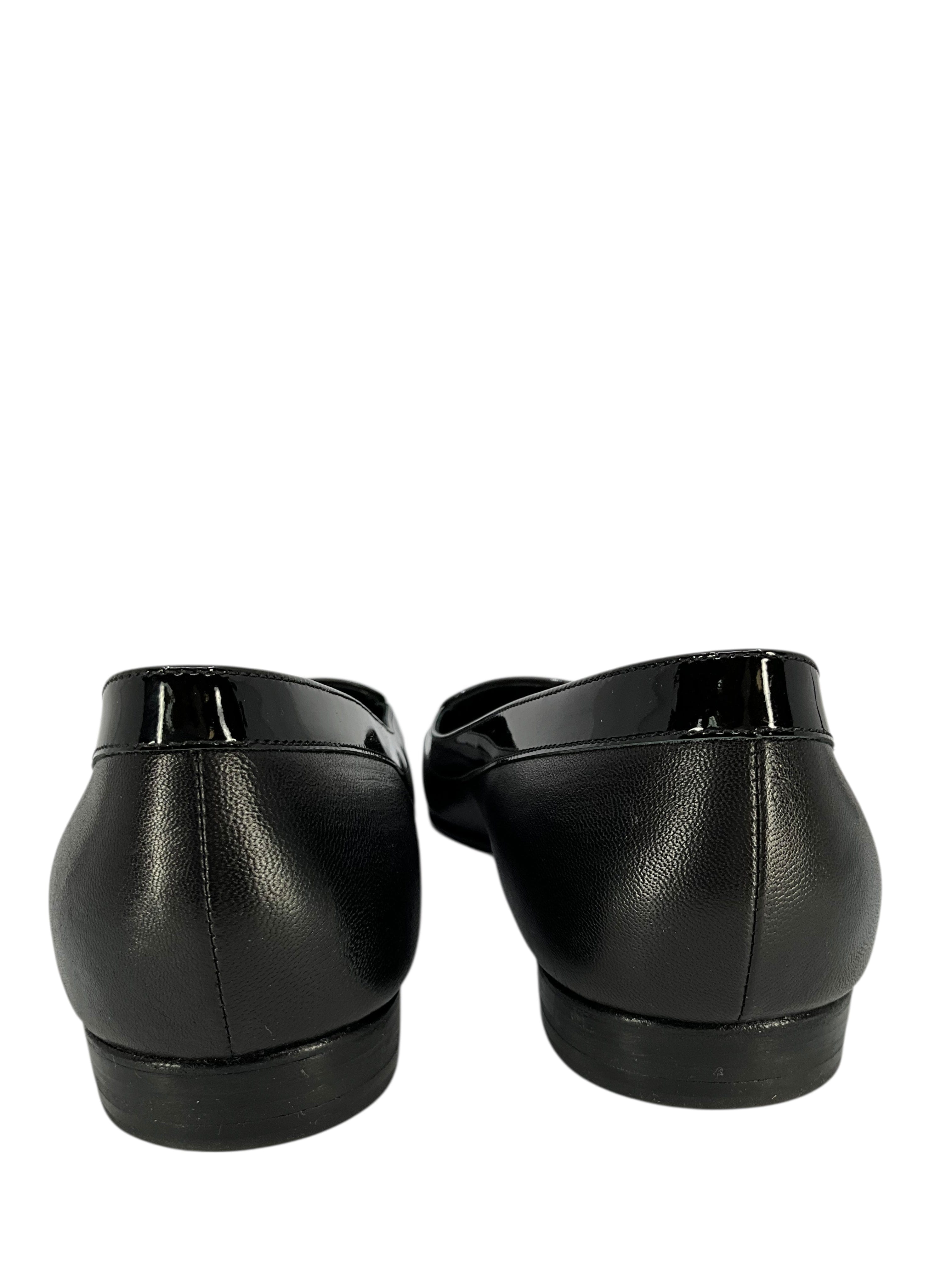 Chanel Calfskin Patent Leather Cap Toe Ballerina Flats Size 10