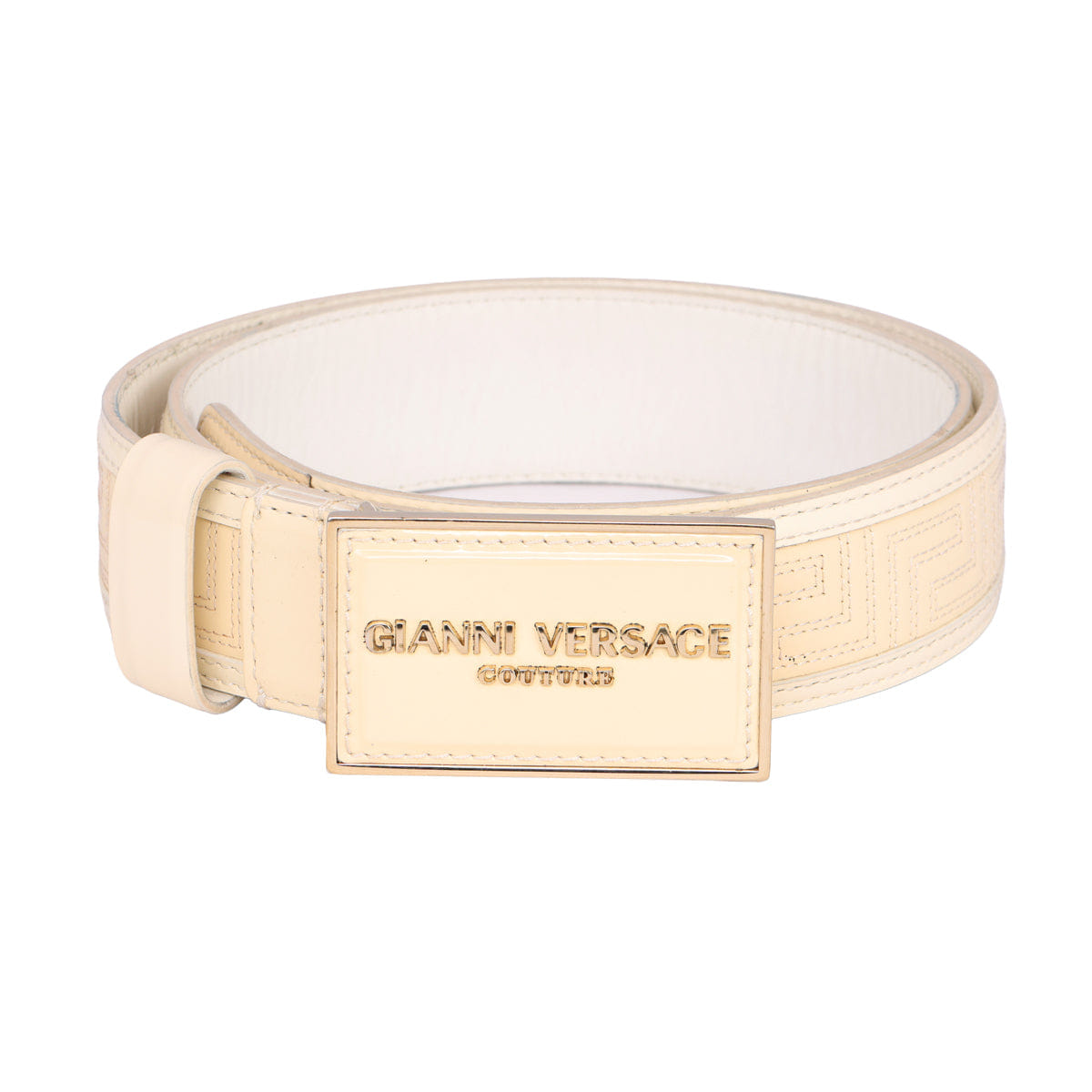 VERSACE SIZE 90 cm/ 36 INCHES GOLD - TONE BUCKLE BELT