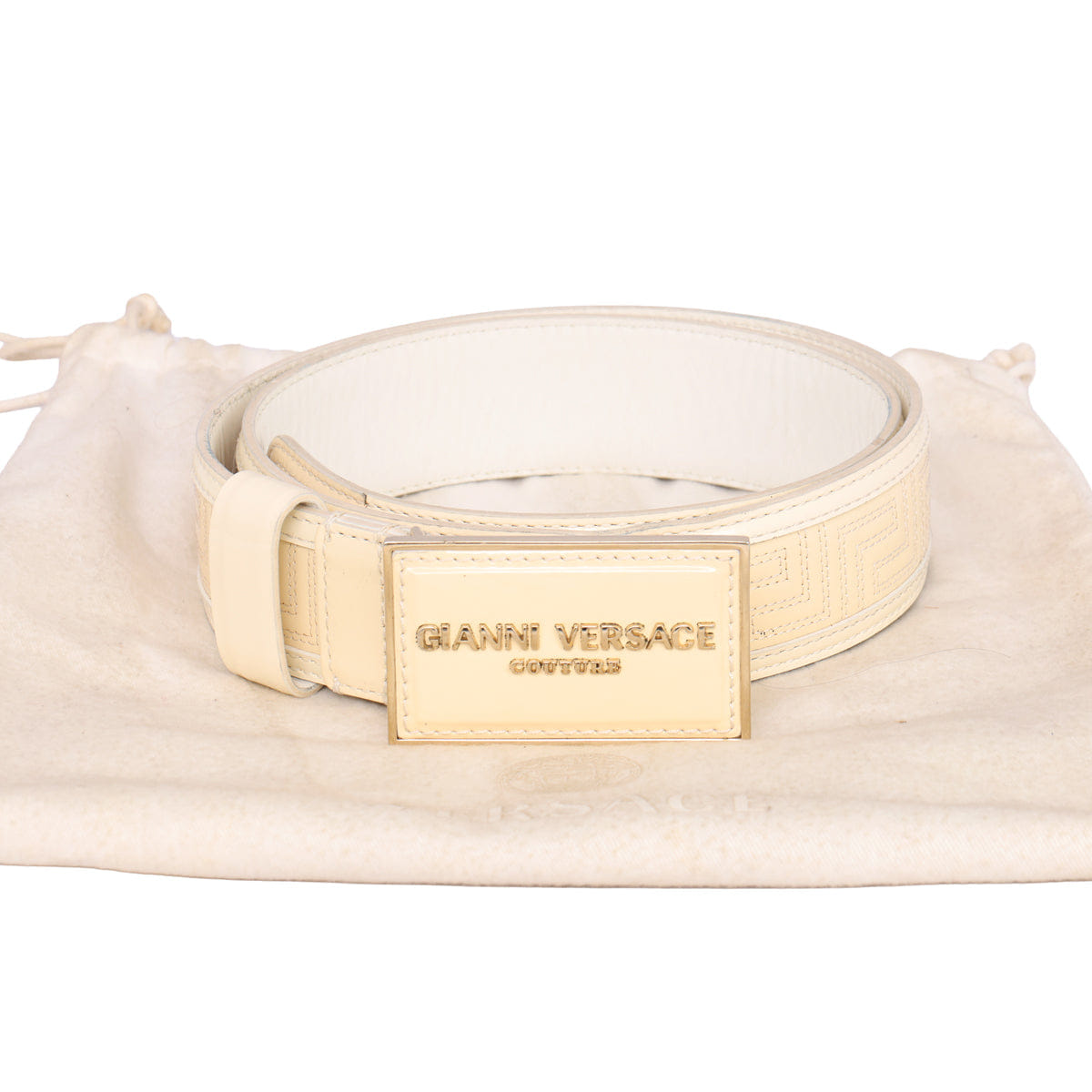 VERSACE SIZE 90 cm/ 36 INCHES GOLD - TONE BUCKLE BELT