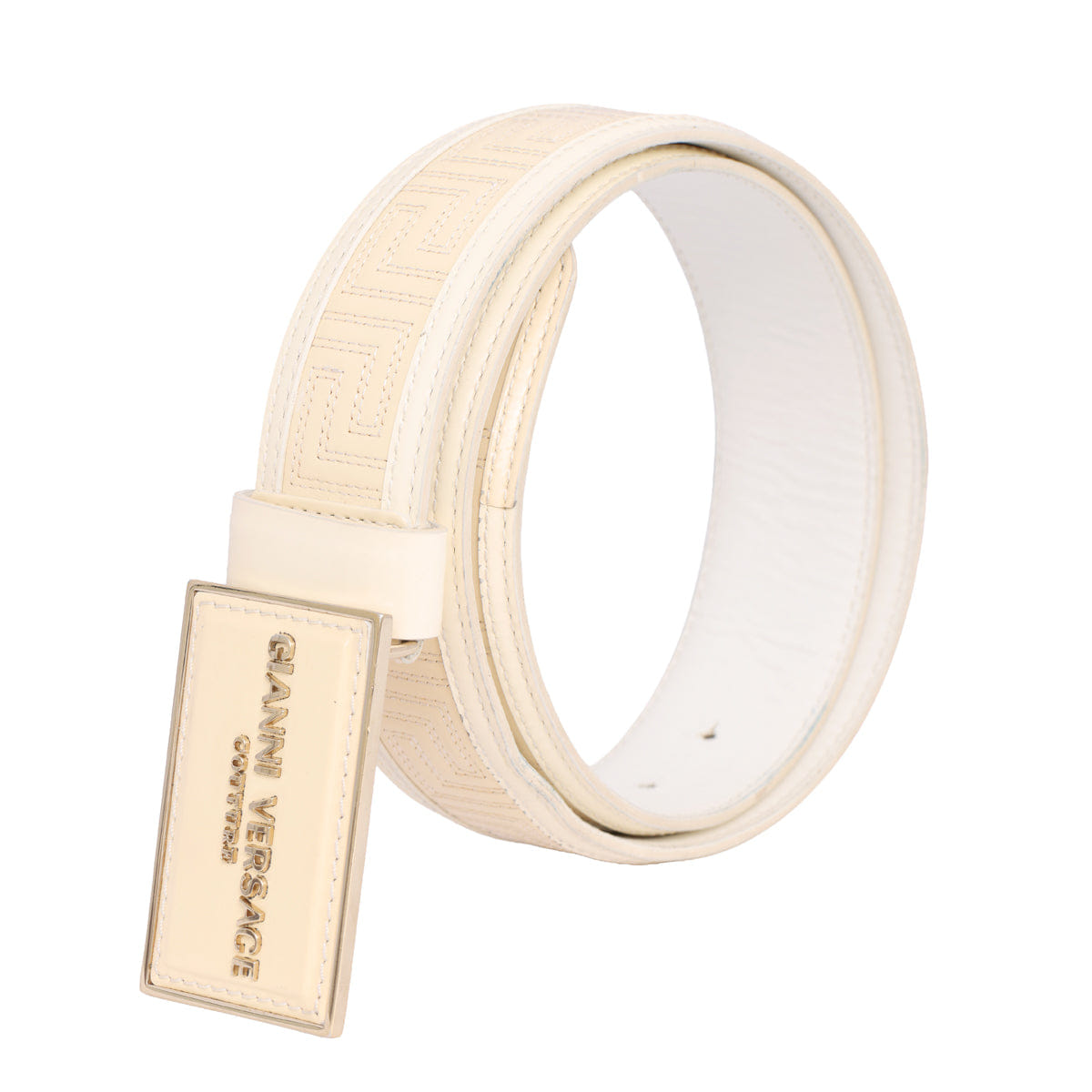 VERSACE SIZE 90 cm/ 36 INCHES GOLD - TONE BUCKLE BELT