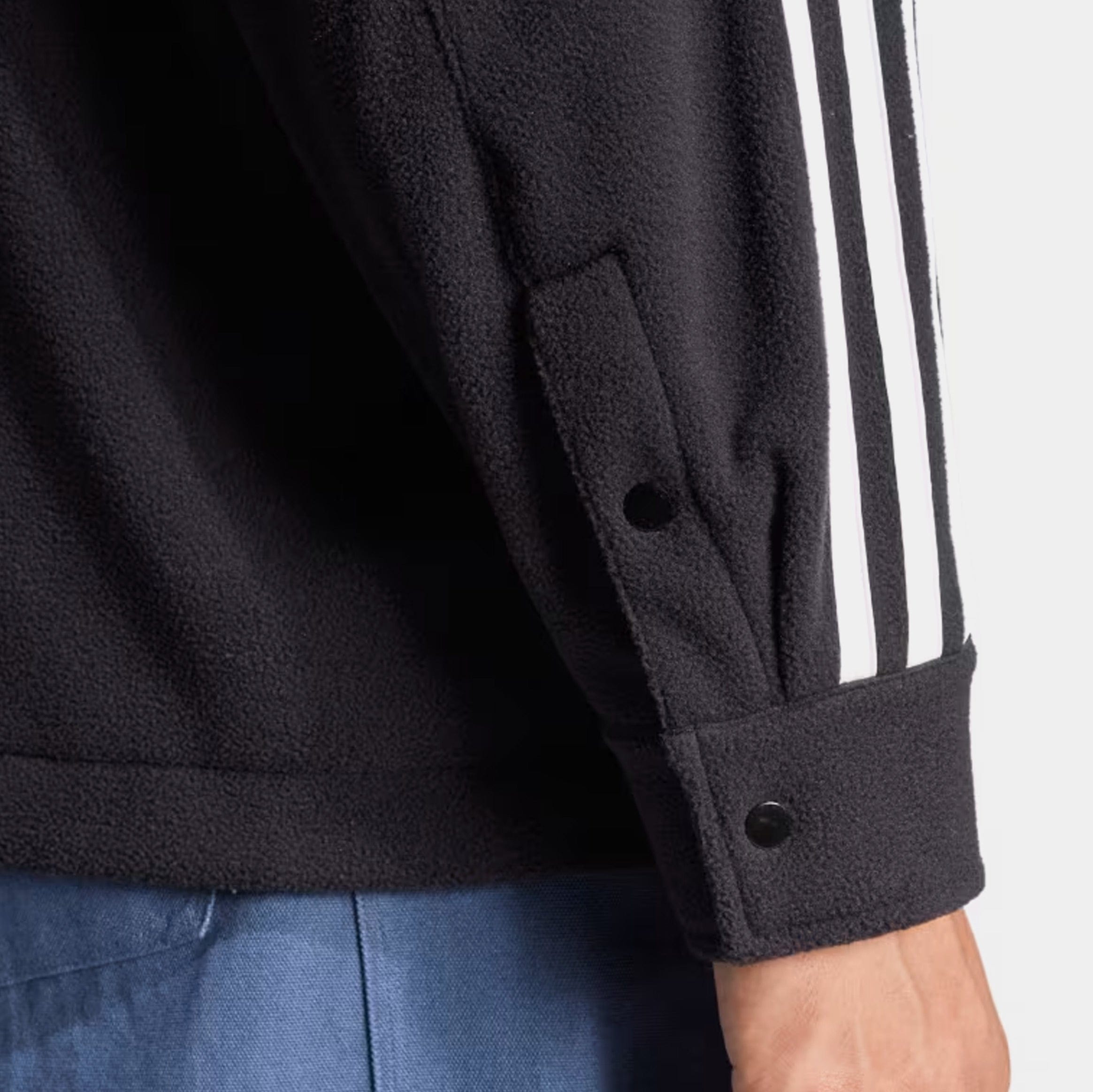 adidas Adicolor Polar Fleece Mens Long Sleeve Shirt (Black/White)
