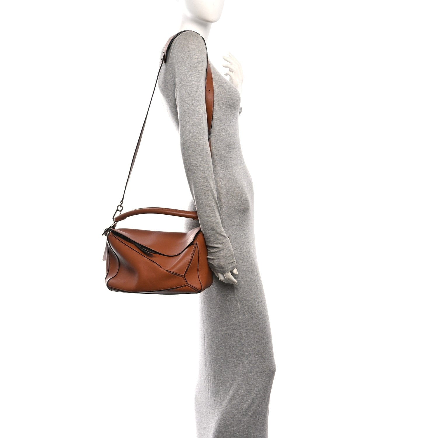 Loewe Calfskin Medium Puzzle Bag Tan