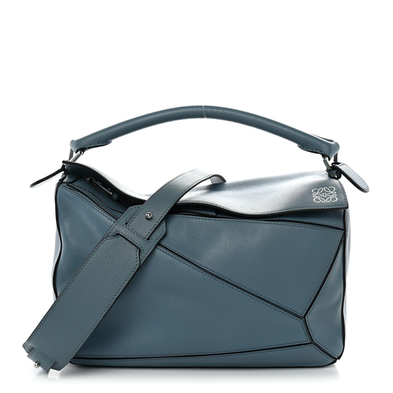 Loewe Calfskin Medium Puzzle Bag Stone Blue