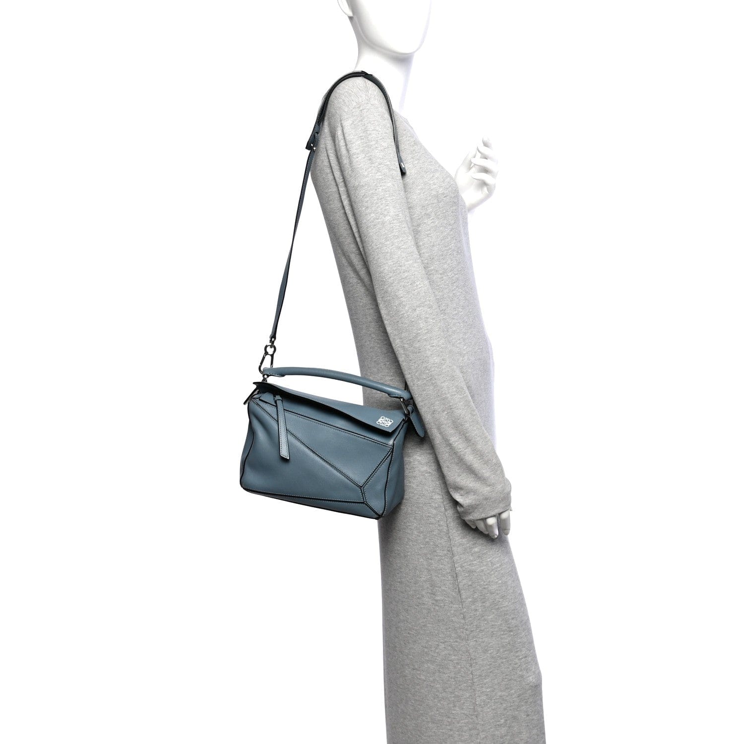 Loewe Calfskin Small Puzzle Bag Stone Blue