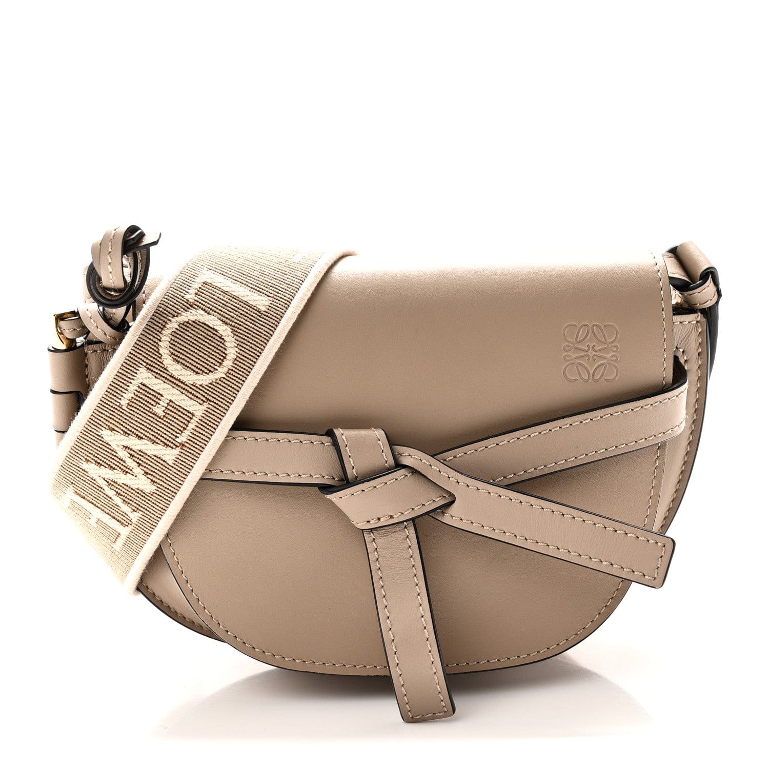 Loewe Calfskin Jacquard Mini Gate Dual Bag Clay