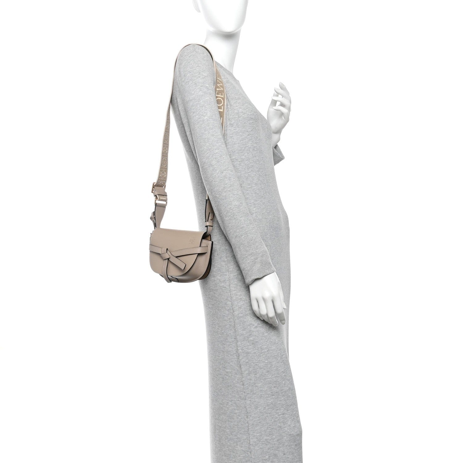 Loewe Calfskin Jacquard Mini Gate Dual Bag Clay