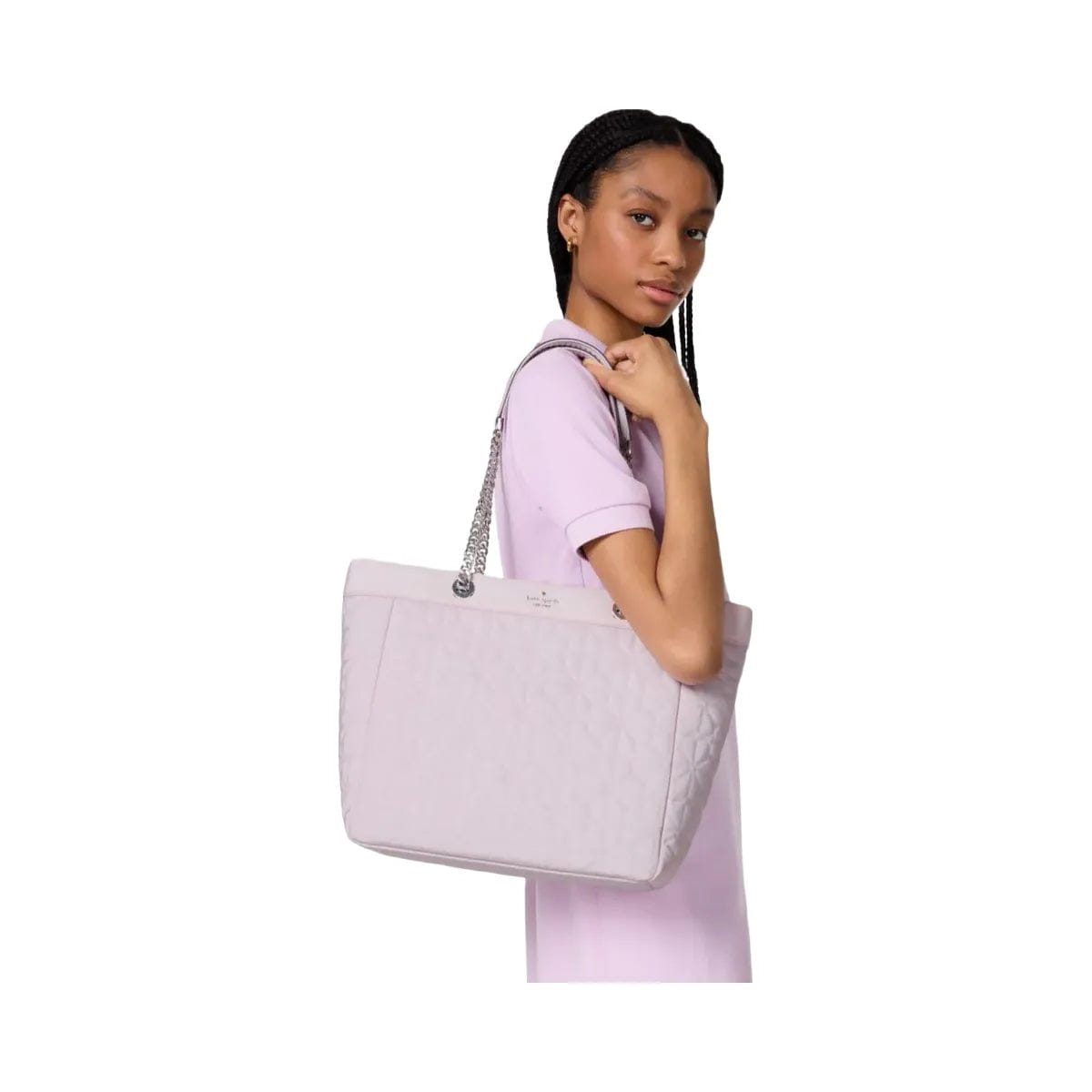 Kate Spade Flower Quilted Fabric XL Tote Pale Amethyst