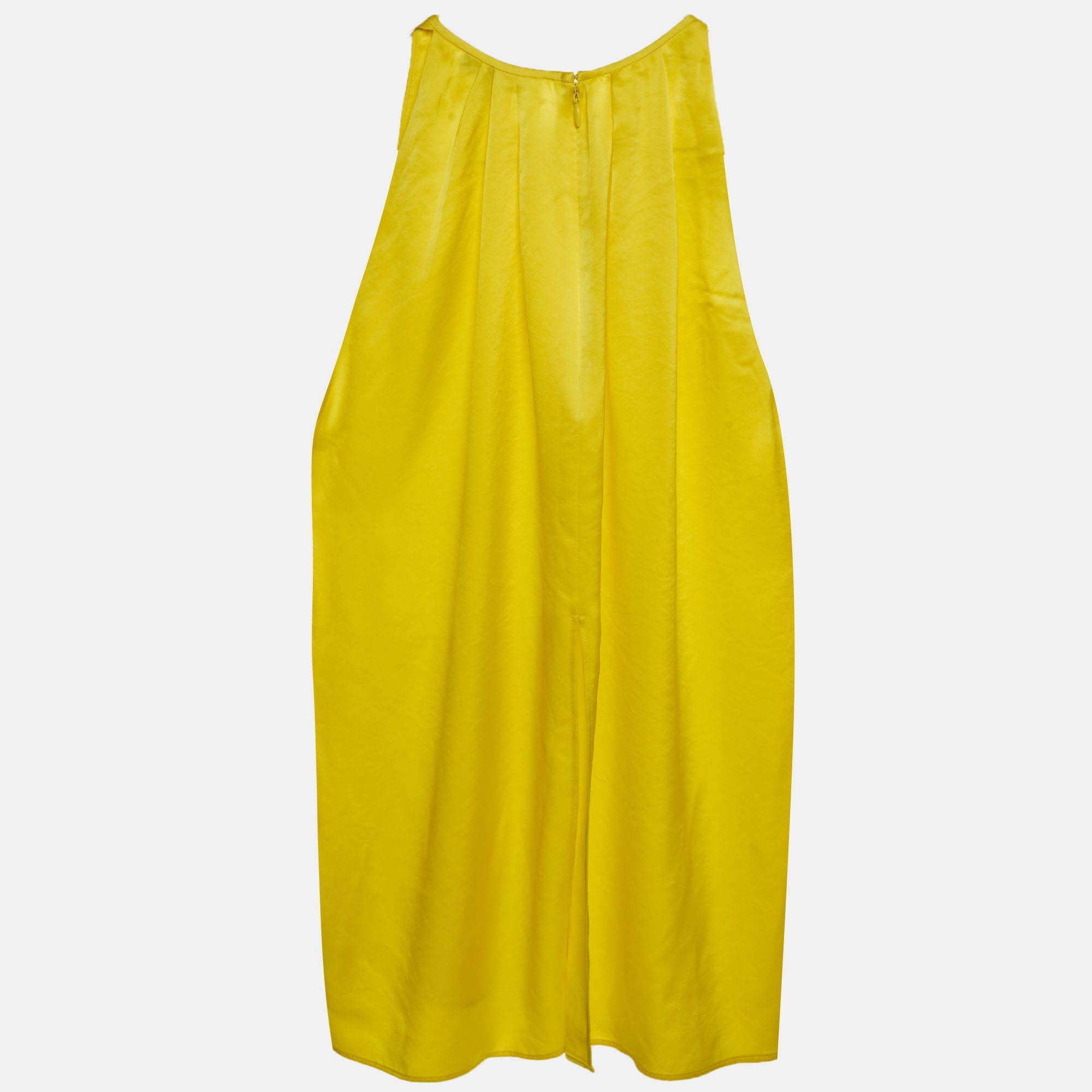 Polo Ralph Lauren Yellow Satin Pleated Sleeveless Top
