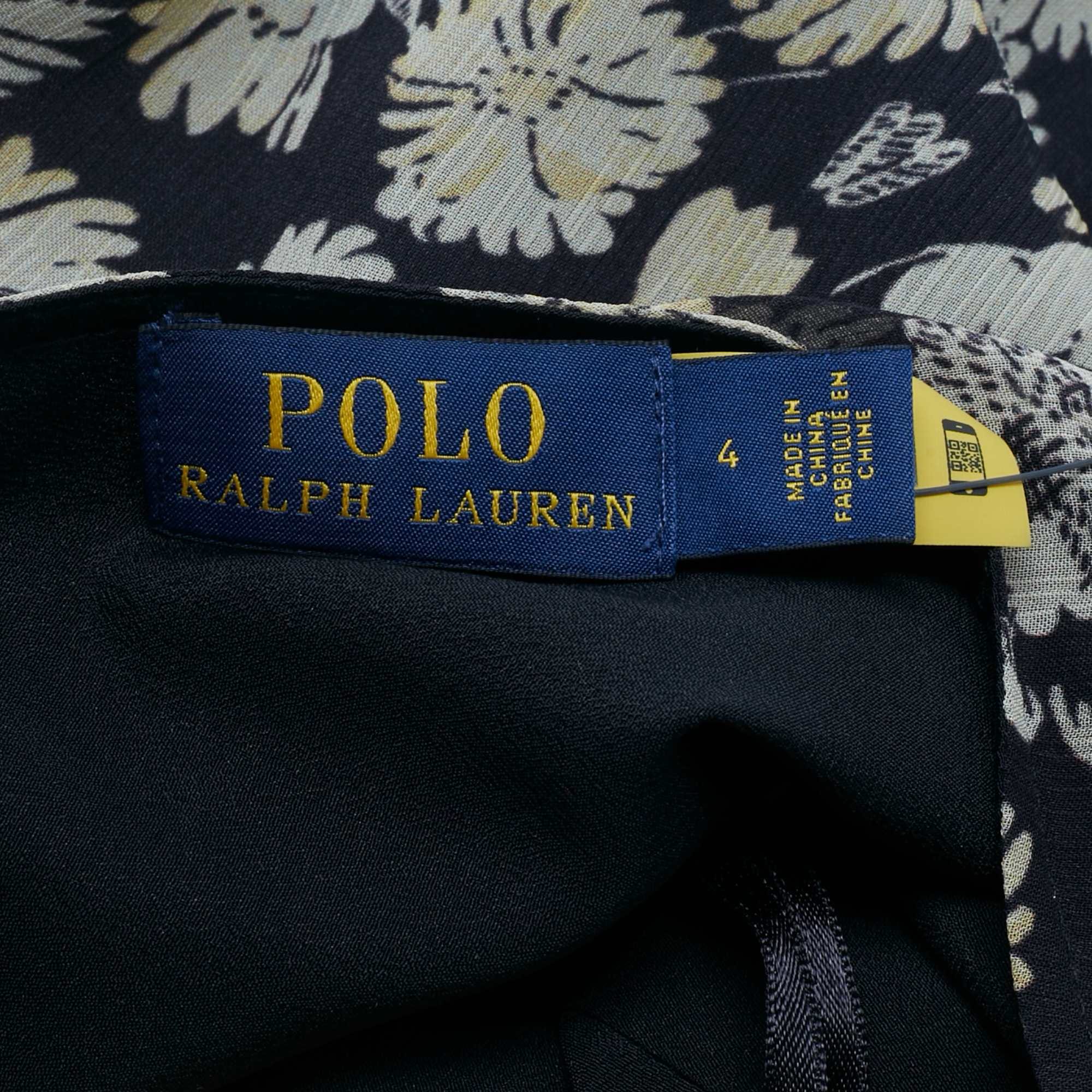 Polo Ralph Lauren Black Floral Print Chiffon One - Shoulder Top