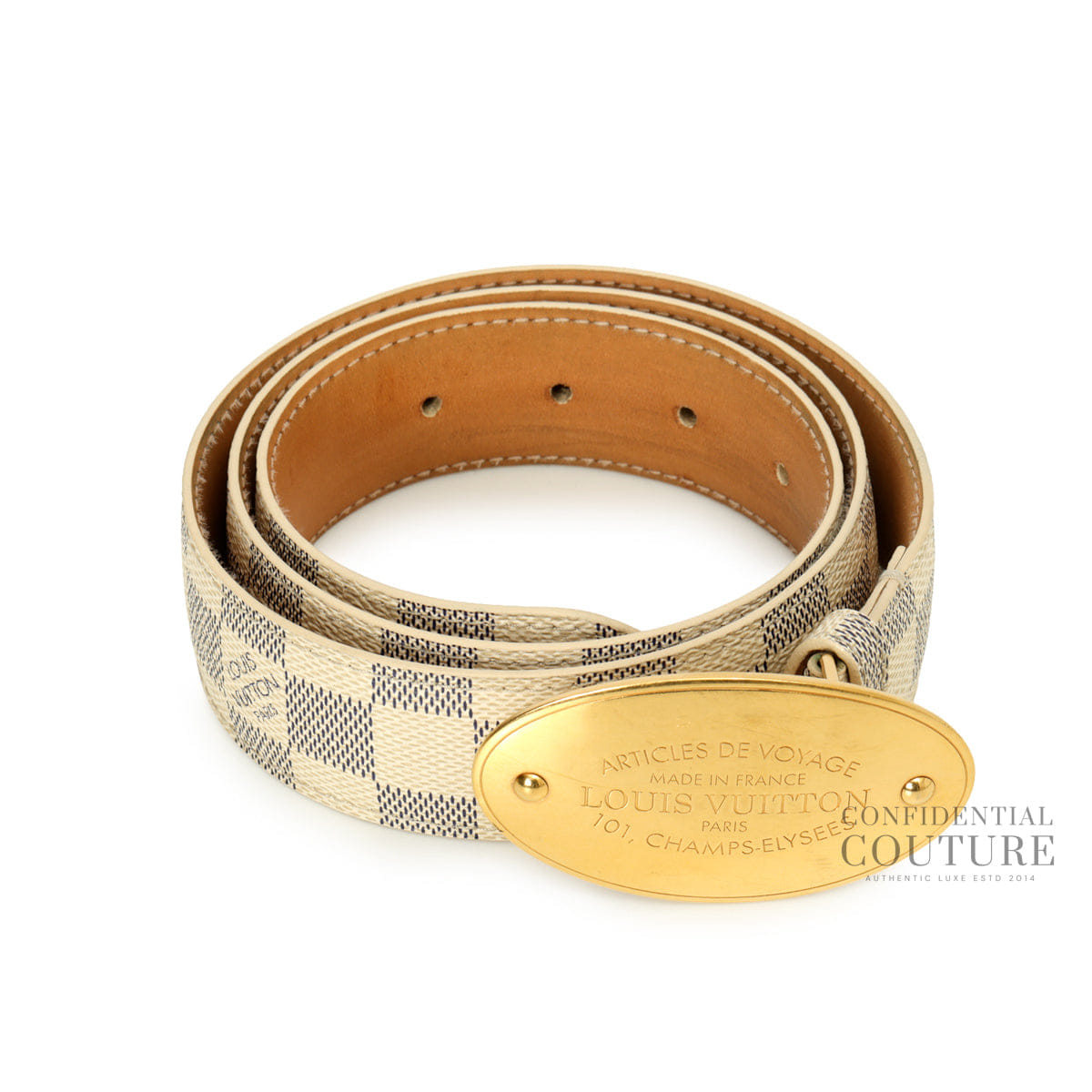 Louis Vuitton Damier Azur Voyage Belt | 34/85