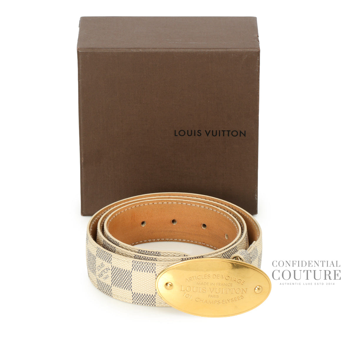 Louis Vuitton Damier Azur Voyage Belt | 34/85
