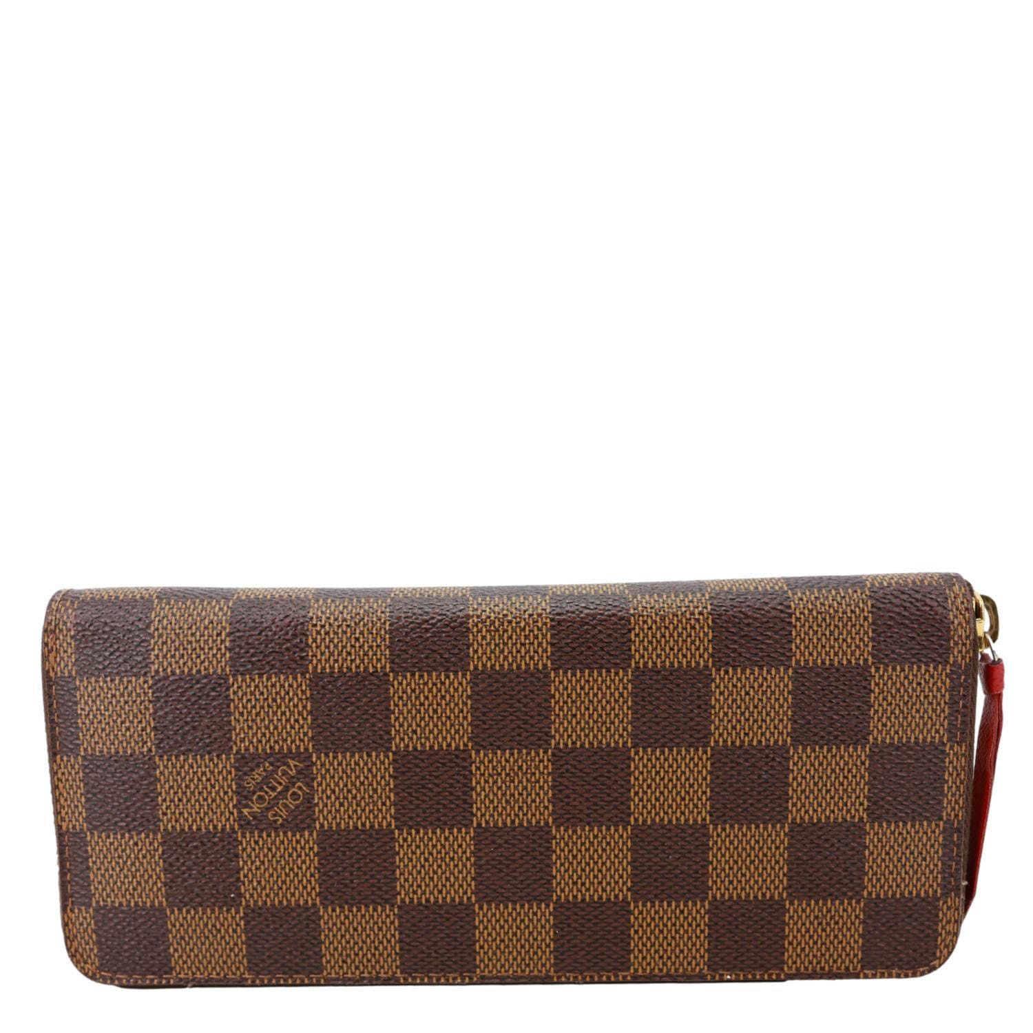 LOUIS VUITTON Clemence Damier Ebene Zippy Wallet Brown
