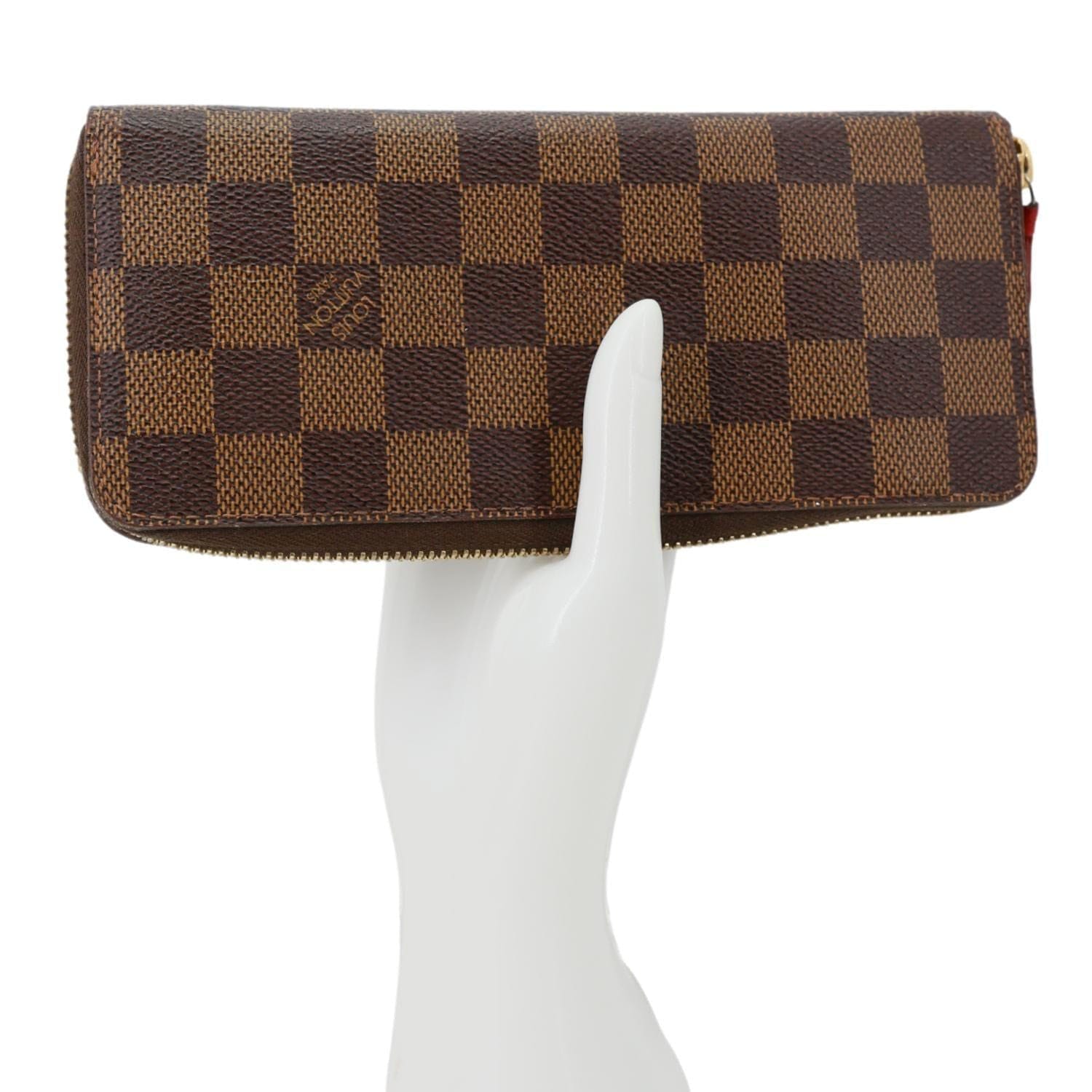 LOUIS VUITTON Clemence Damier Ebene Zippy Wallet Brown