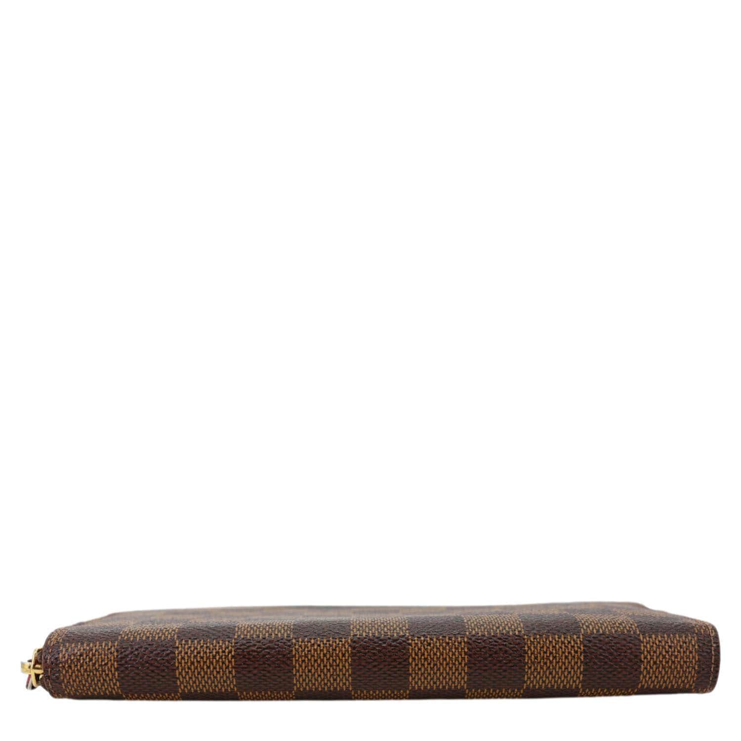 LOUIS VUITTON Clemence Damier Ebene Zippy Wallet Brown