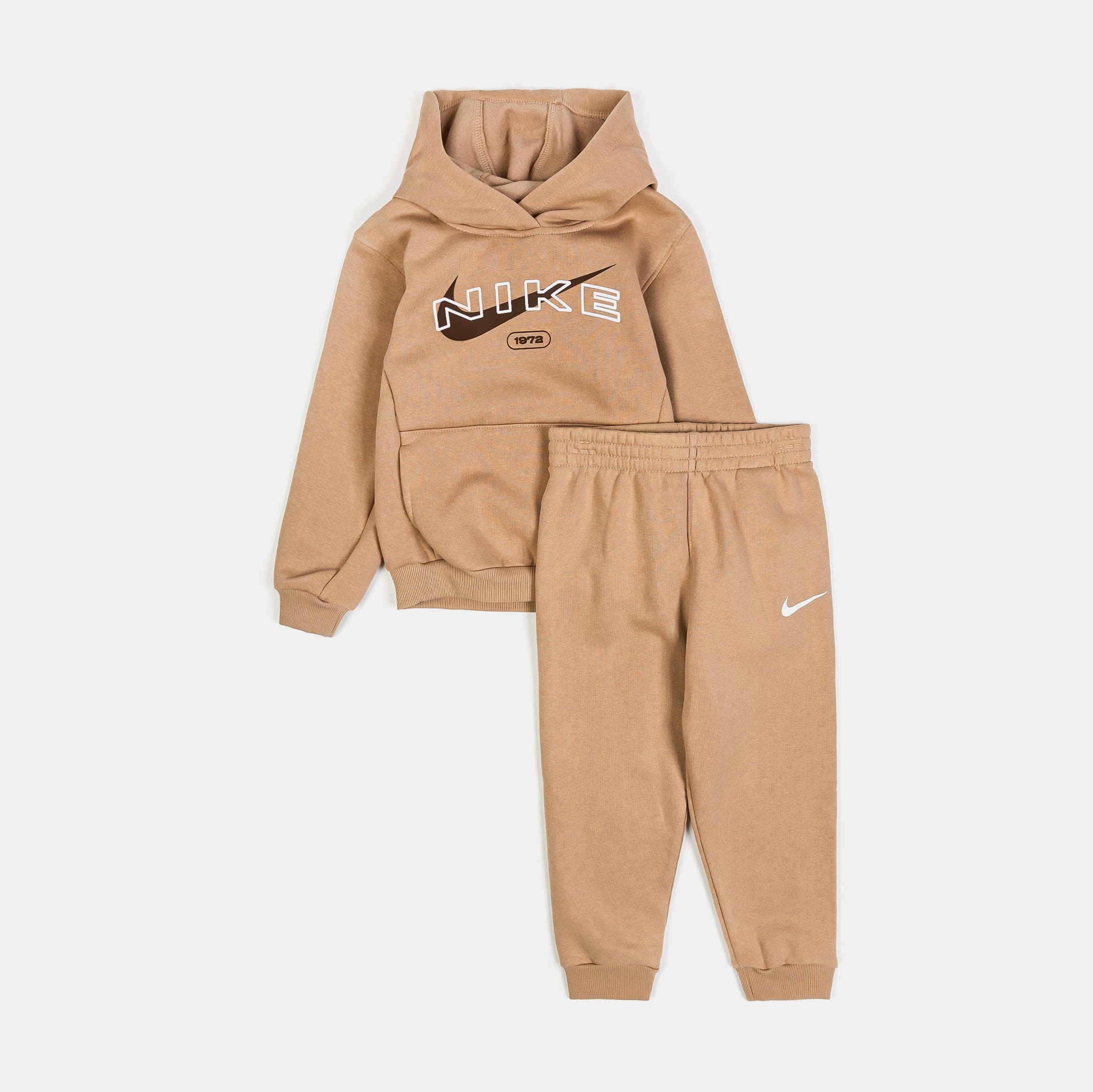 Nike NSW Graphic Fleece Pullover and Jogger Infant Toddler Set (Brown/White)