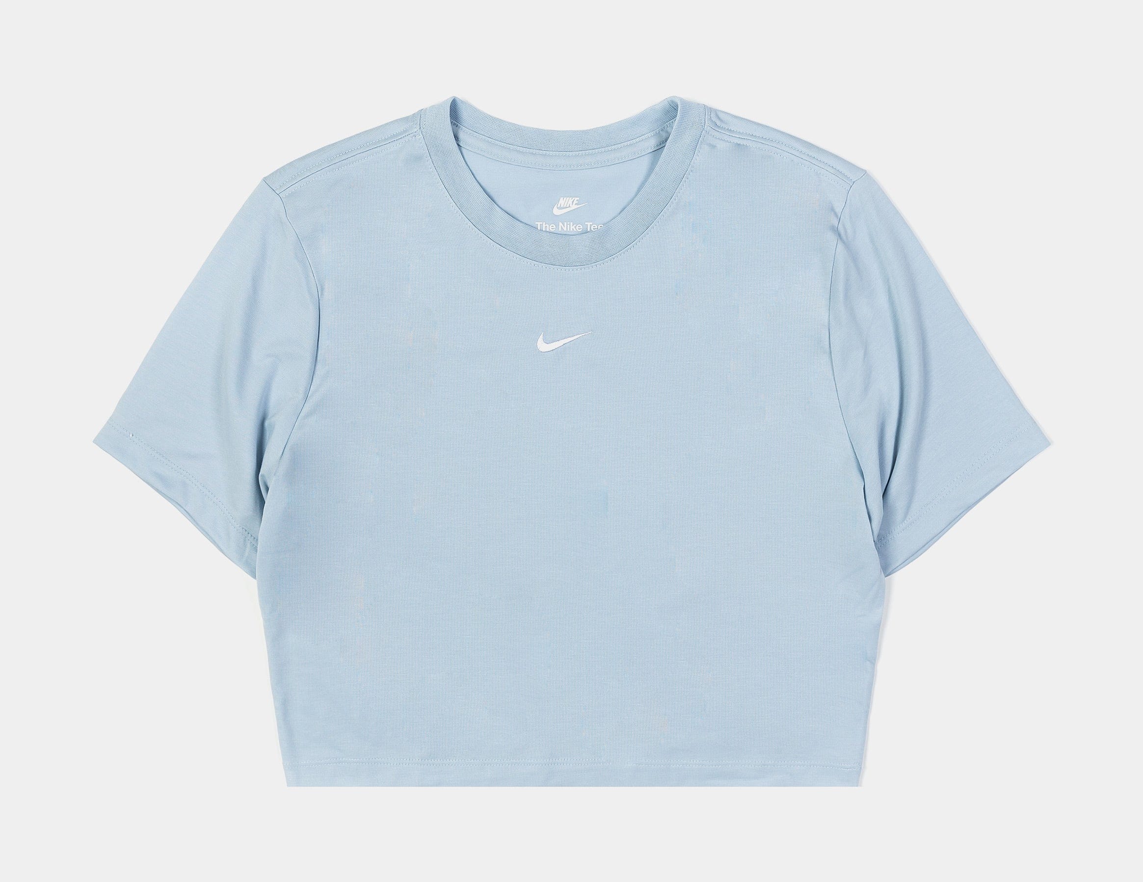 Nike NSW Essential Slim Crop Womens Short Sleeve Shirt (Blue/White)