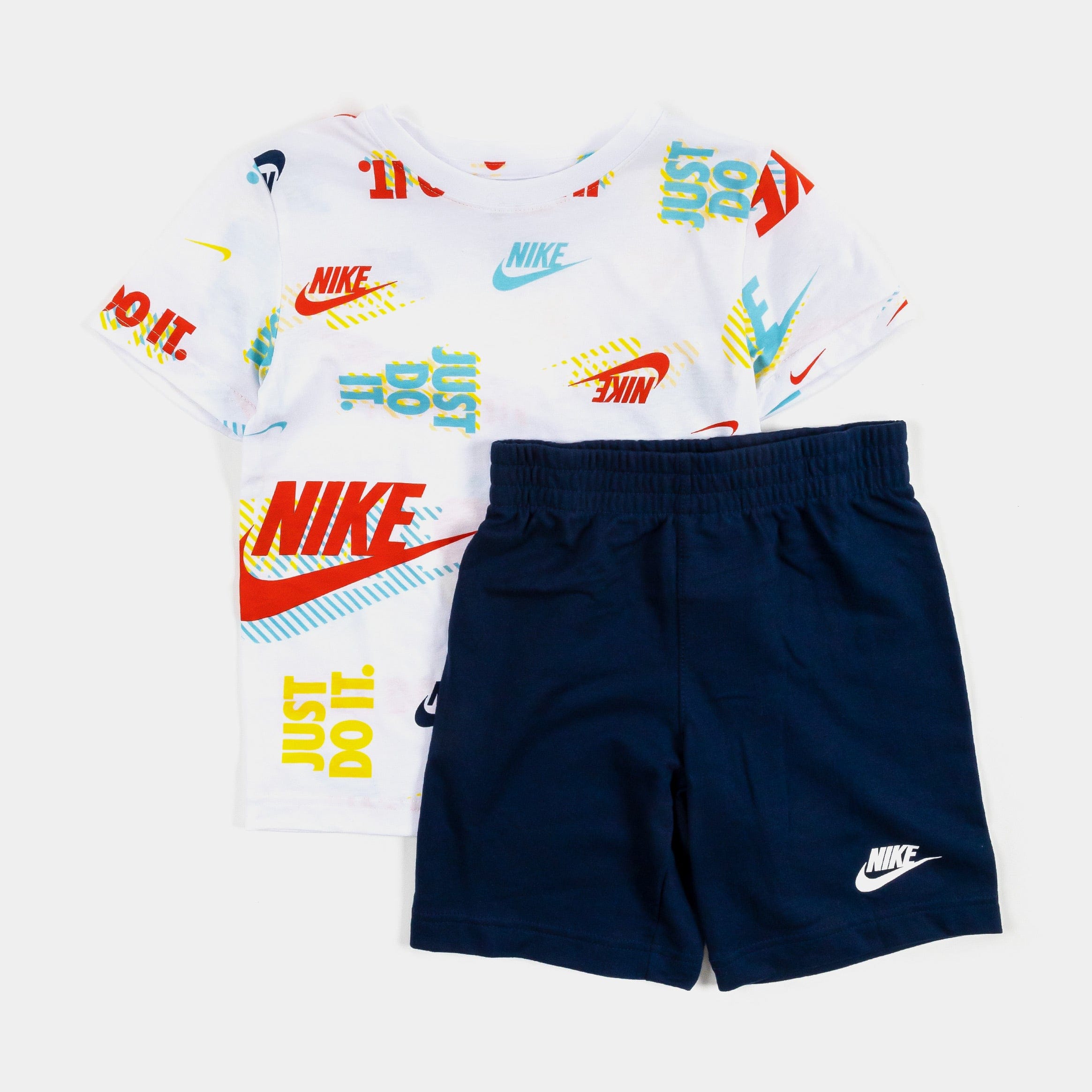 Nike Active Joy Shorts Infant Toddler Set (White/Blue)