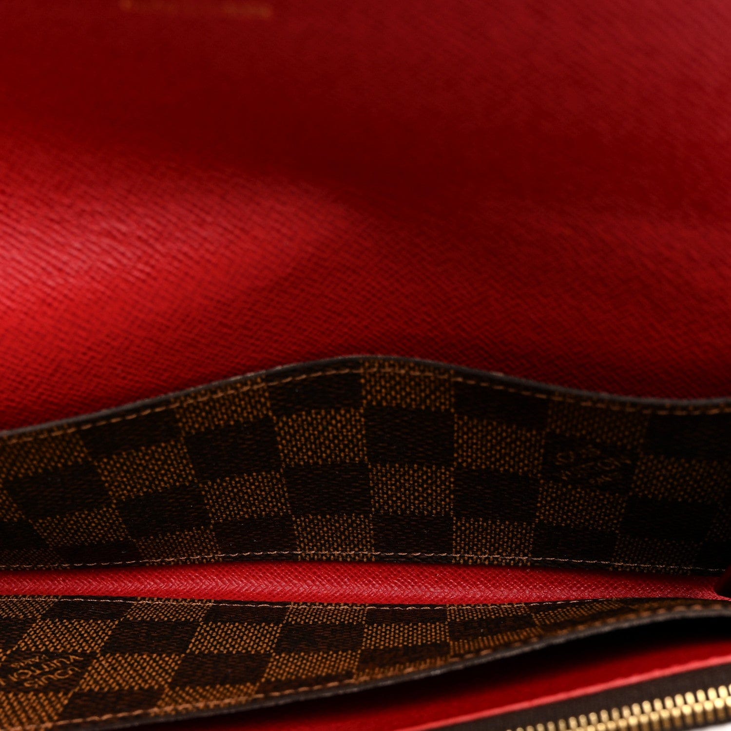 Louis Vuitton Damier Ebene Emilie Wallet Red