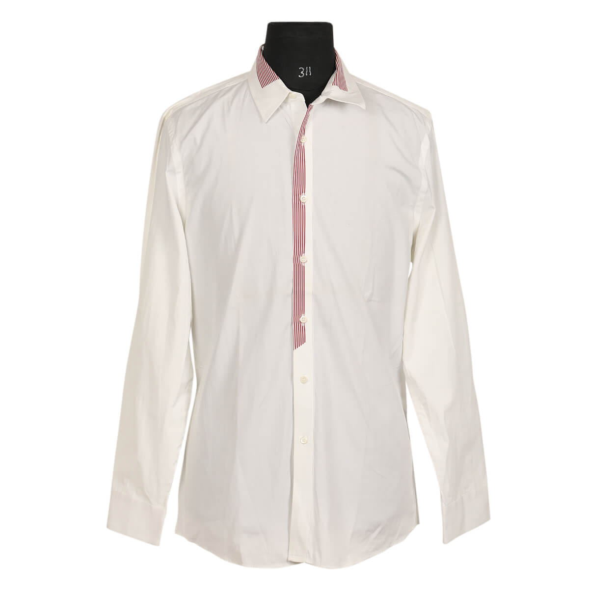 Gucci White Men's Shirt with Striped Collar/Size - 43