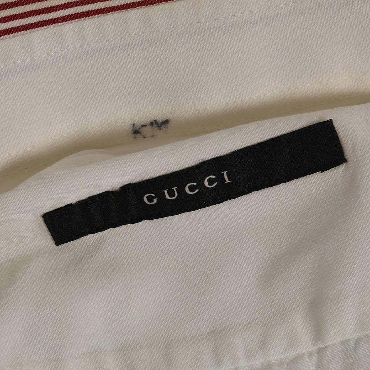 Gucci White Men's Shirt with Striped Collar/Size - 43