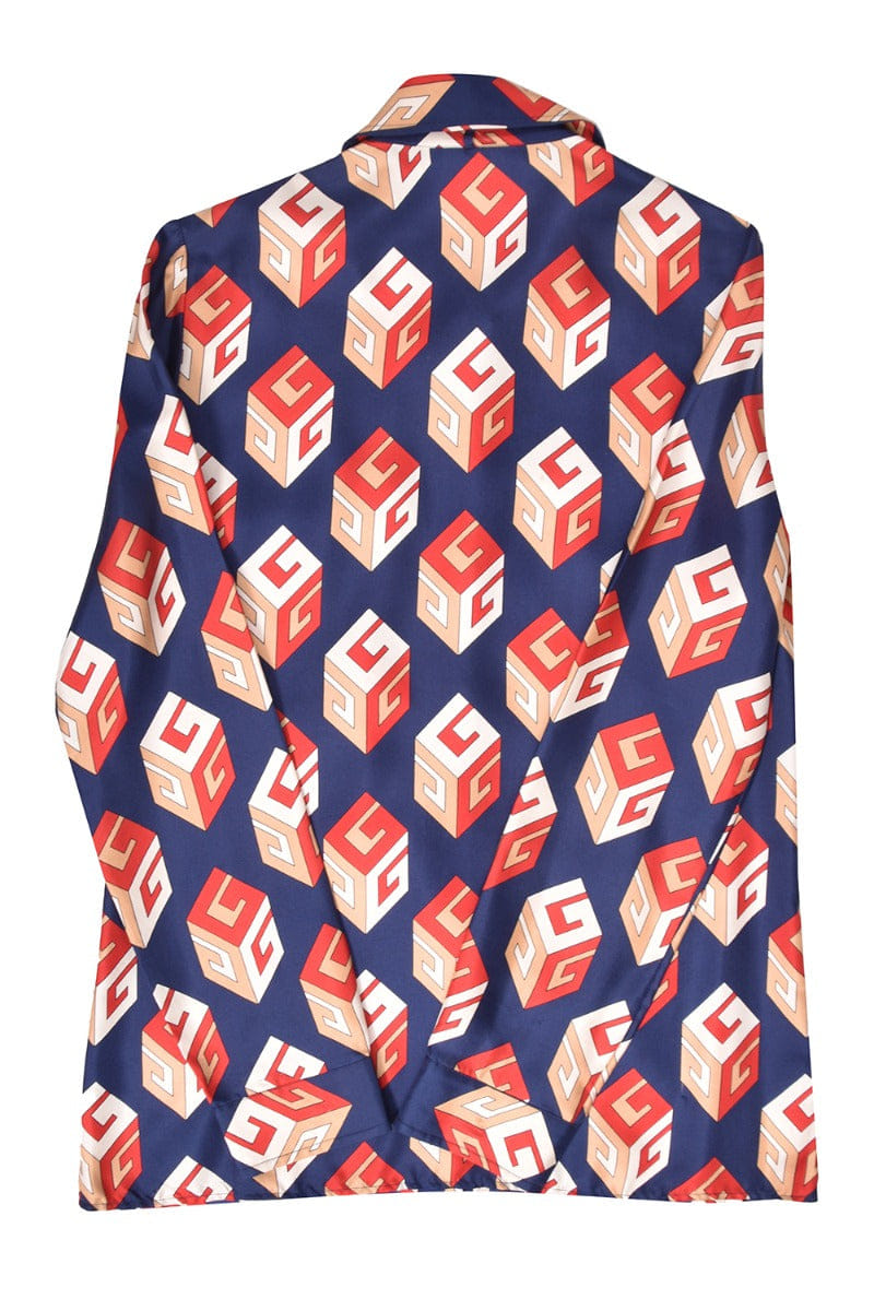 Gucci Gg Monogram Printed Blue Shirt