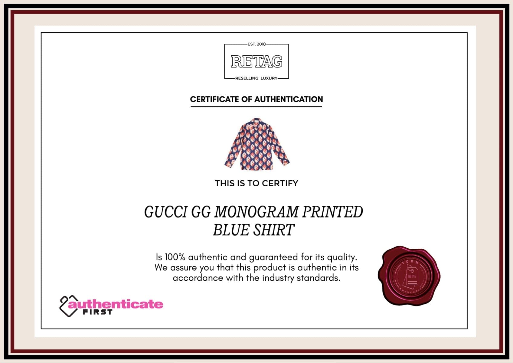Gucci Gg Monogram Printed Blue Shirt
