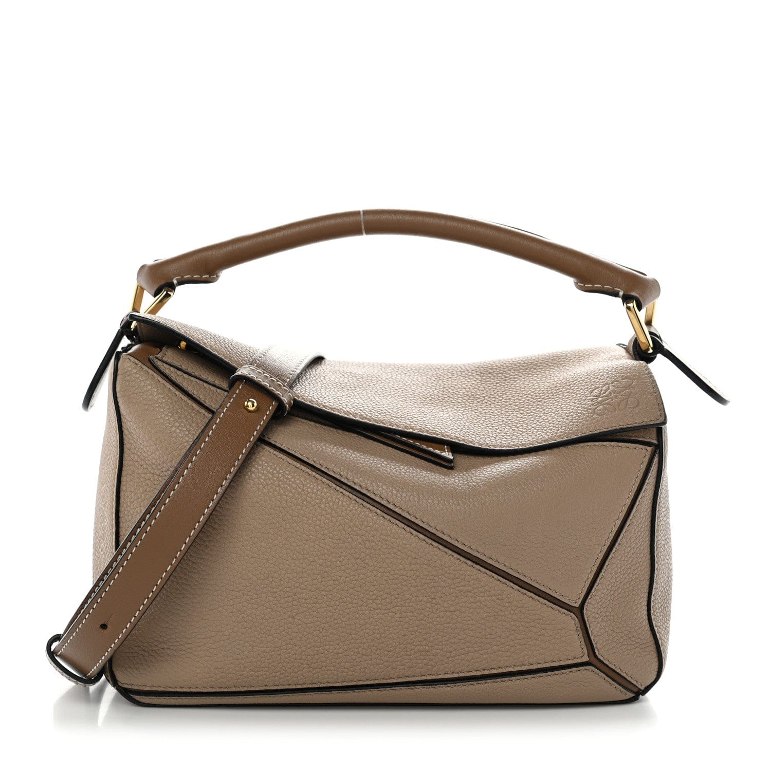 Loewe Grained Calfskin Small Puzzle Bag Sand Mink