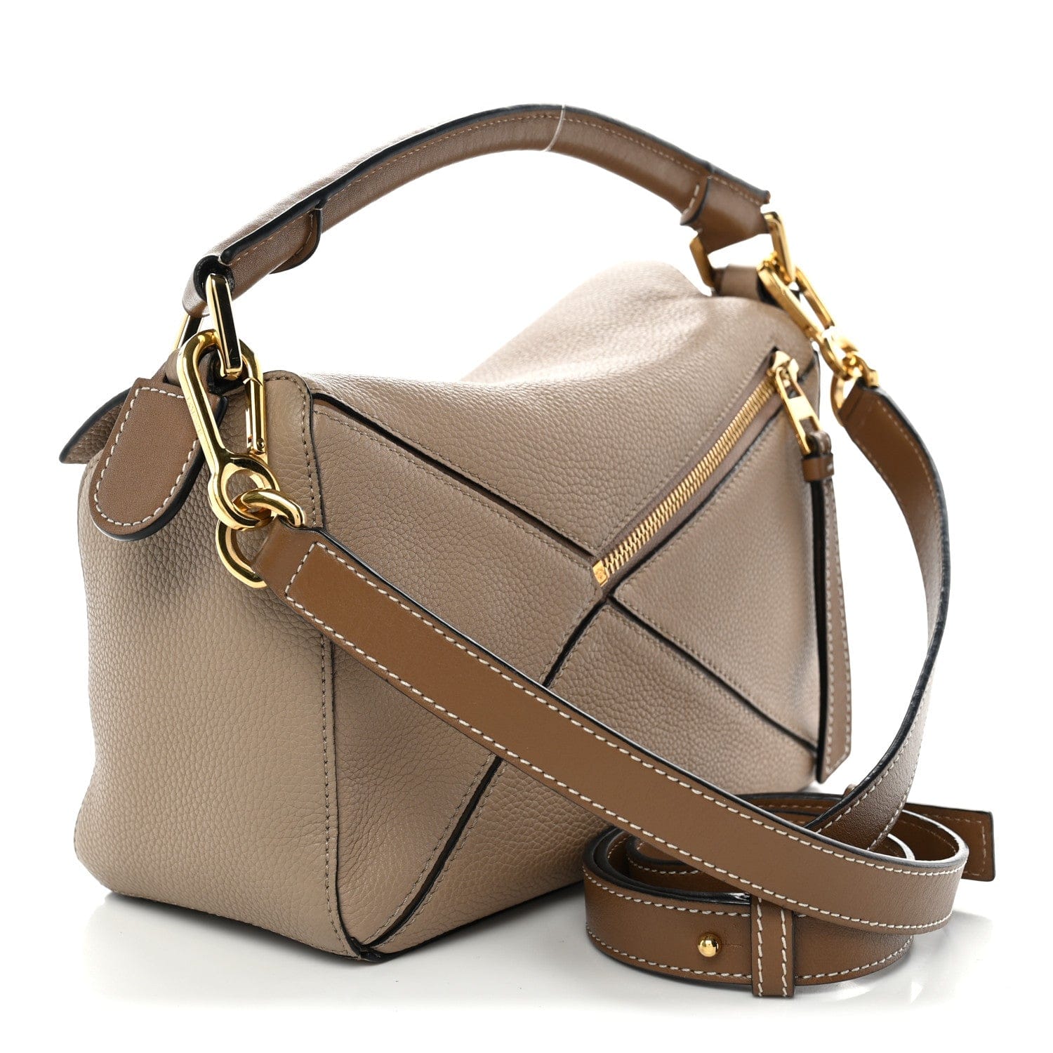 Loewe Grained Calfskin Small Puzzle Bag Sand Mink