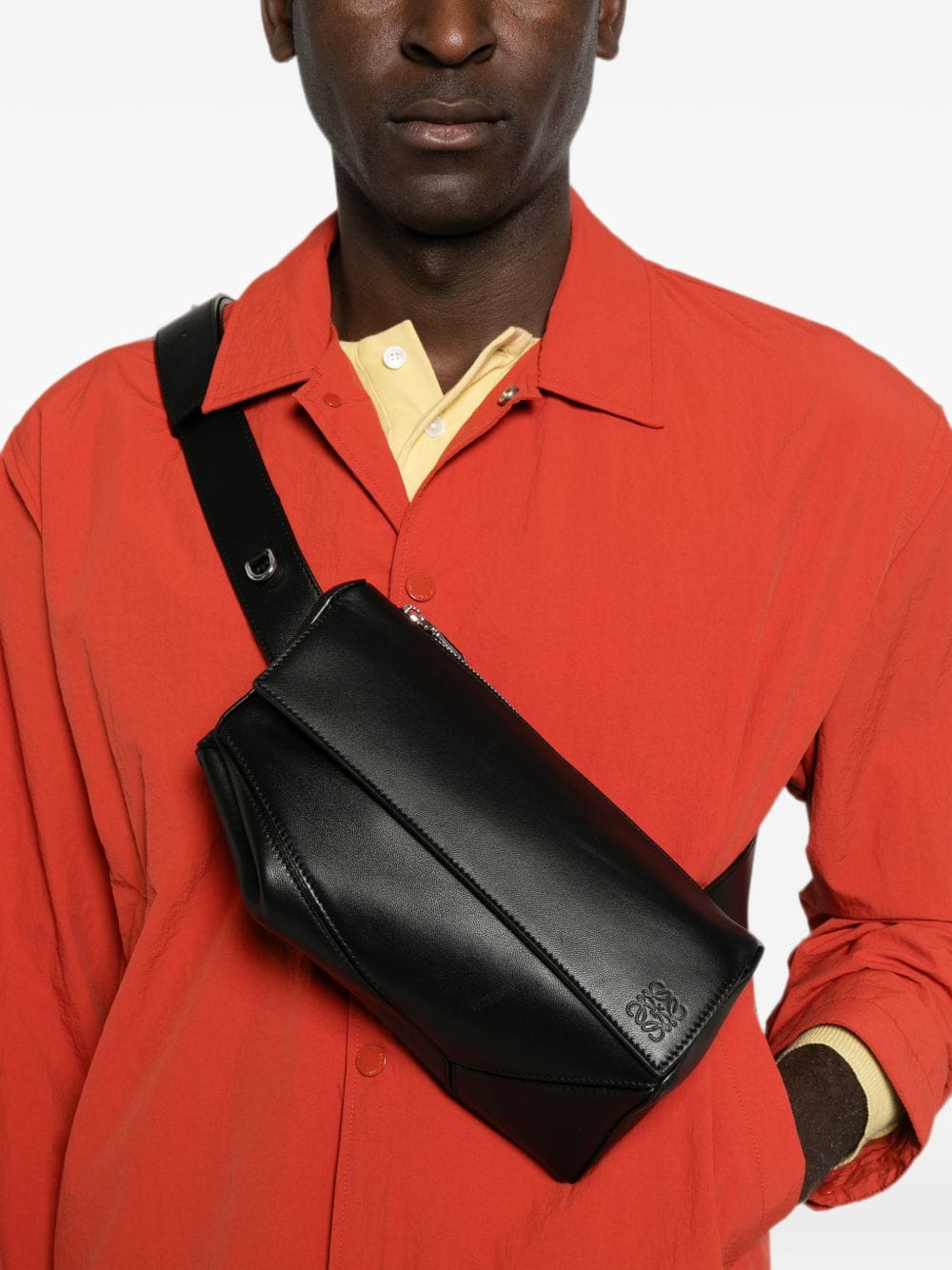Loewe Men Puzzle Fratherlight Leather Sling Bag
