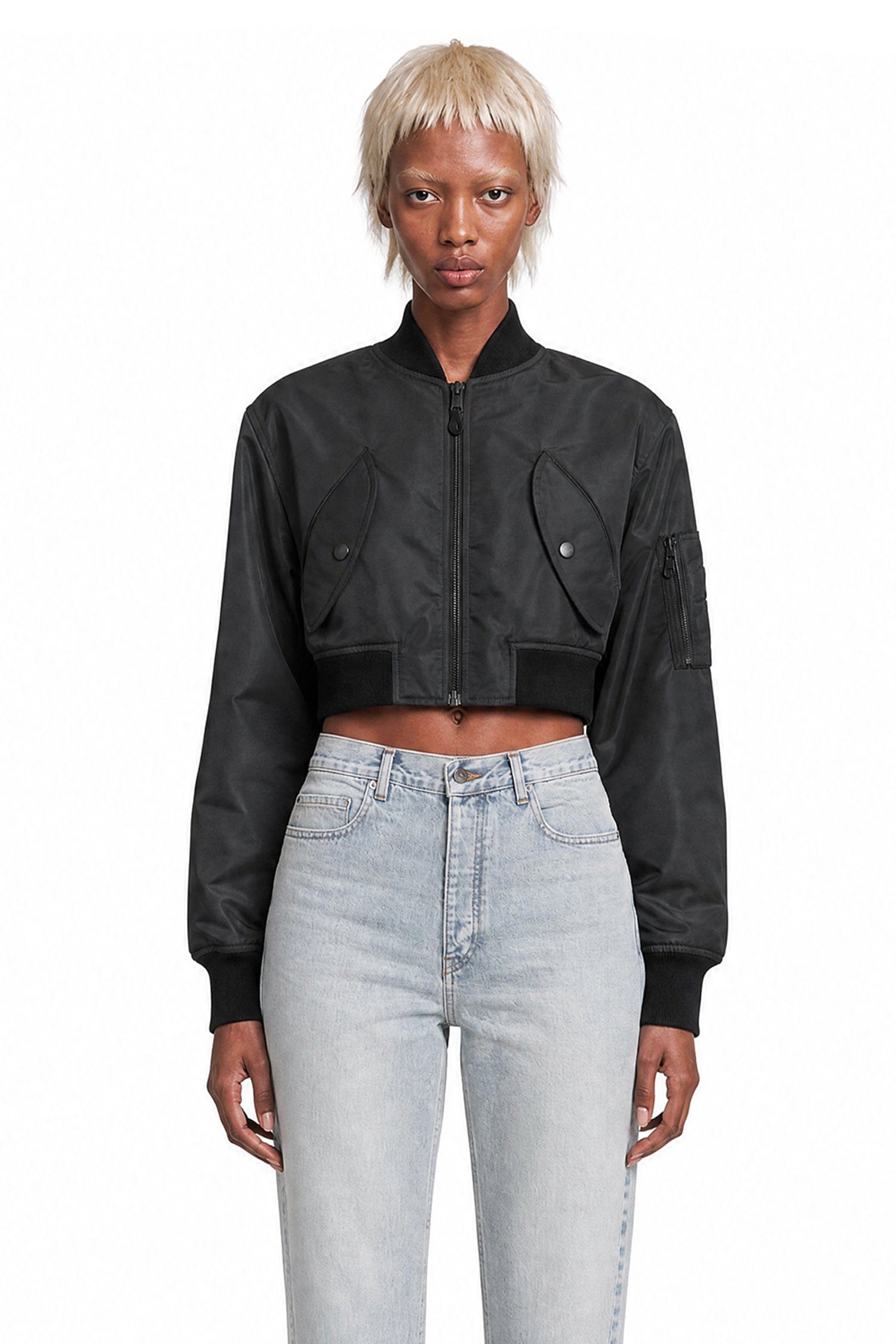 Balenciaga Cropped Bomber in Technical Faille