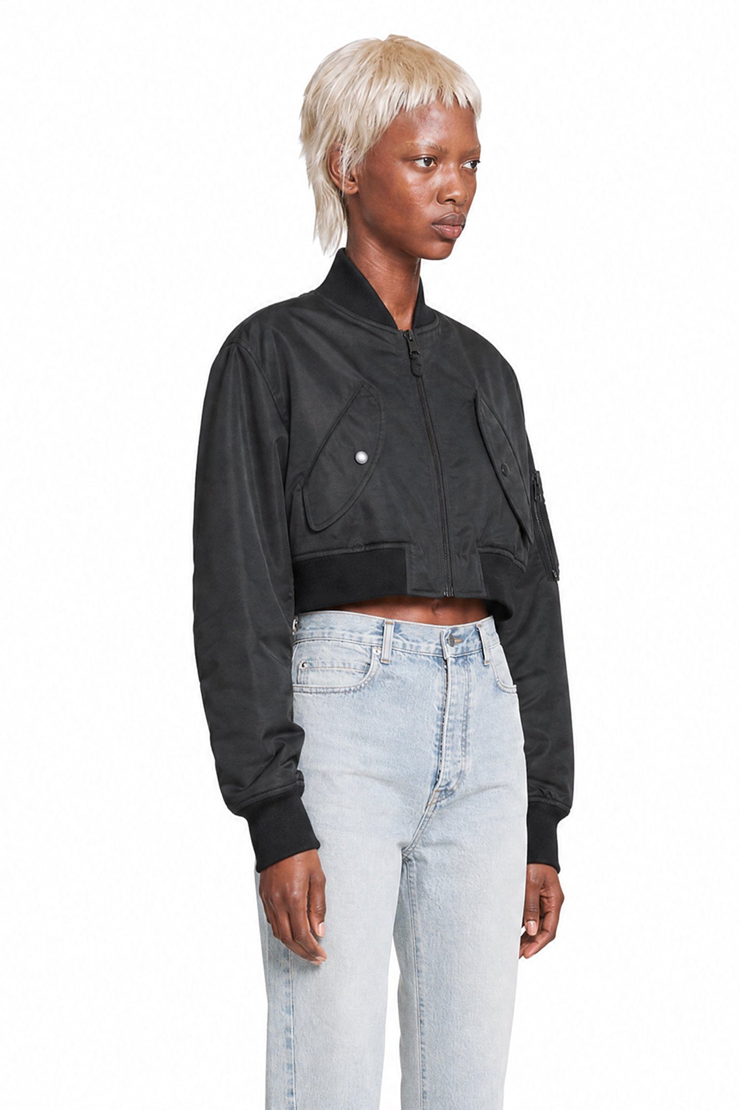 Balenciaga Cropped Bomber in Technical Faille