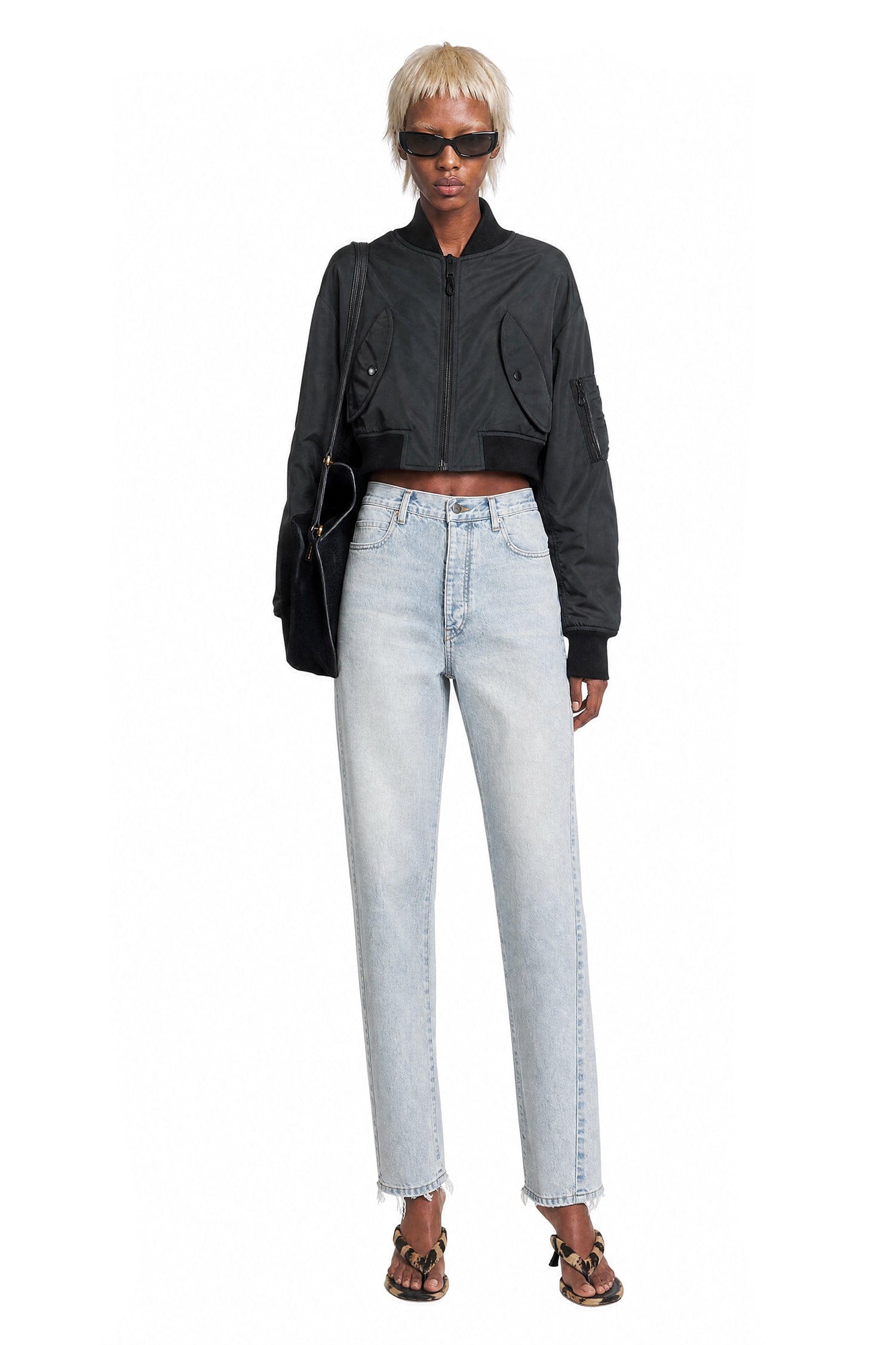 Balenciaga Cropped Bomber in Technical Faille