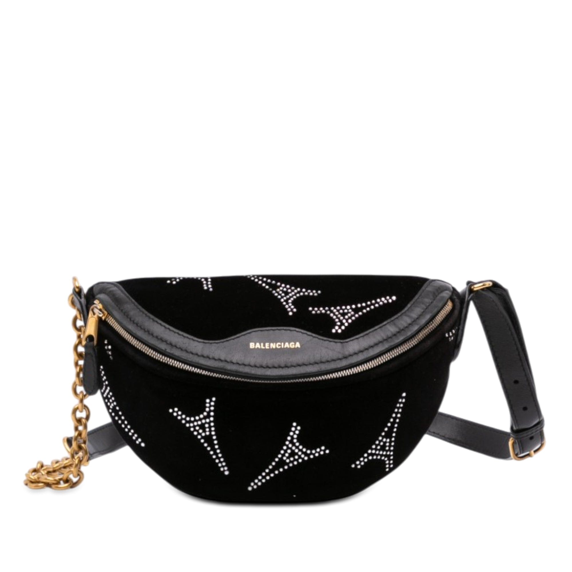 Balenciaga Velvet Crystal Embellished Souvenir Belt Bag XXS
