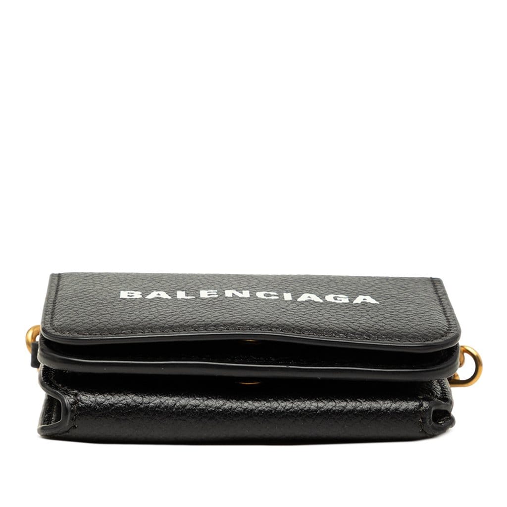 Balenciaga Mini Grained Calfskin Logo Cash Wallet On Chain