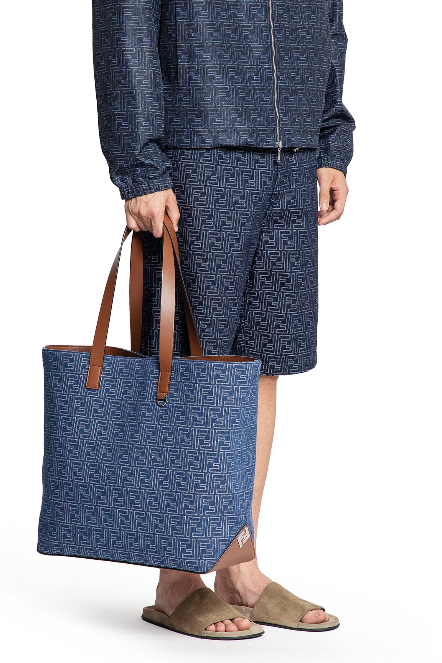 Fendi FF Denim - Effect Shopping Bag Medium